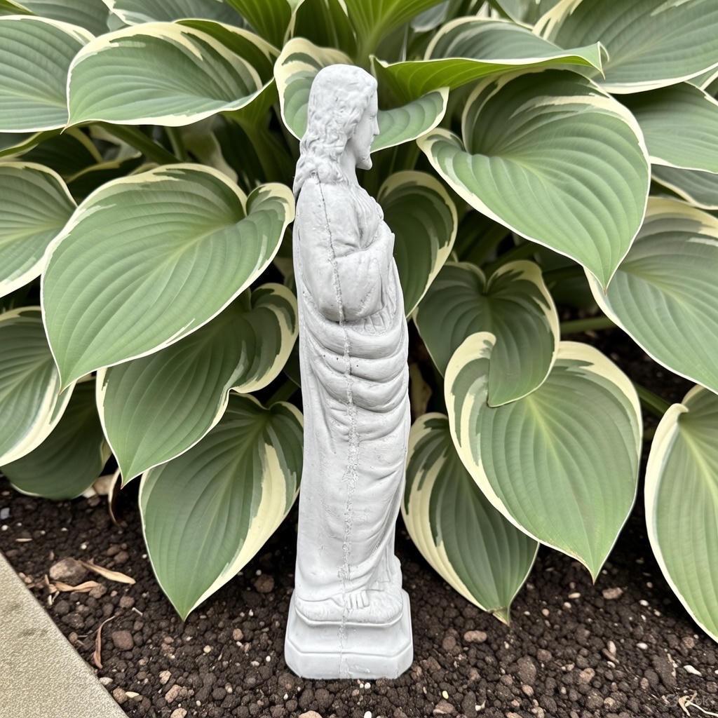 Sacred Heart Jesus Statue - 12 Inch Concrete Religious Garden Decor