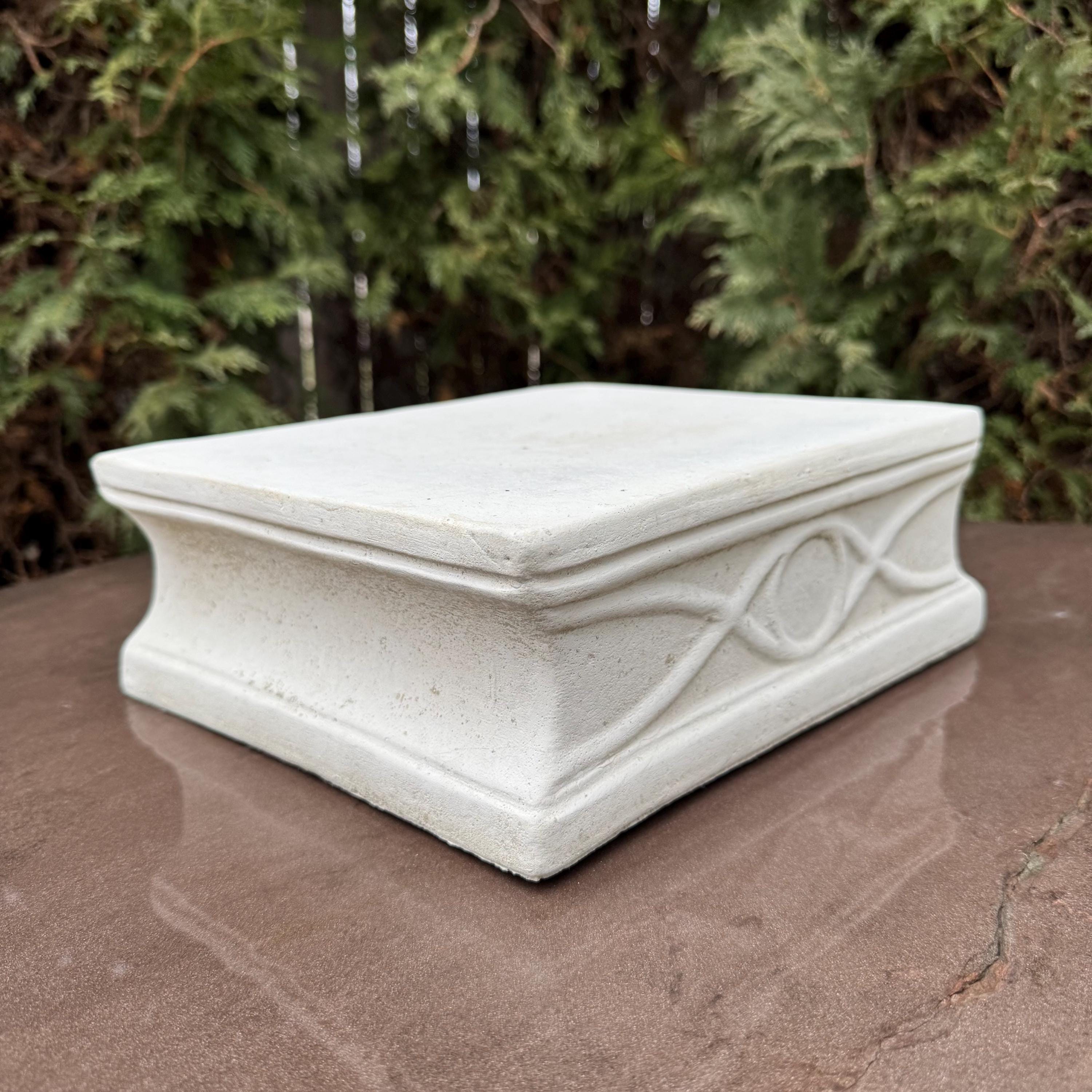 10" Concrete Pedestal Stand: Modern Garden Decor Display Riser Base for Statues Plants Yard Art