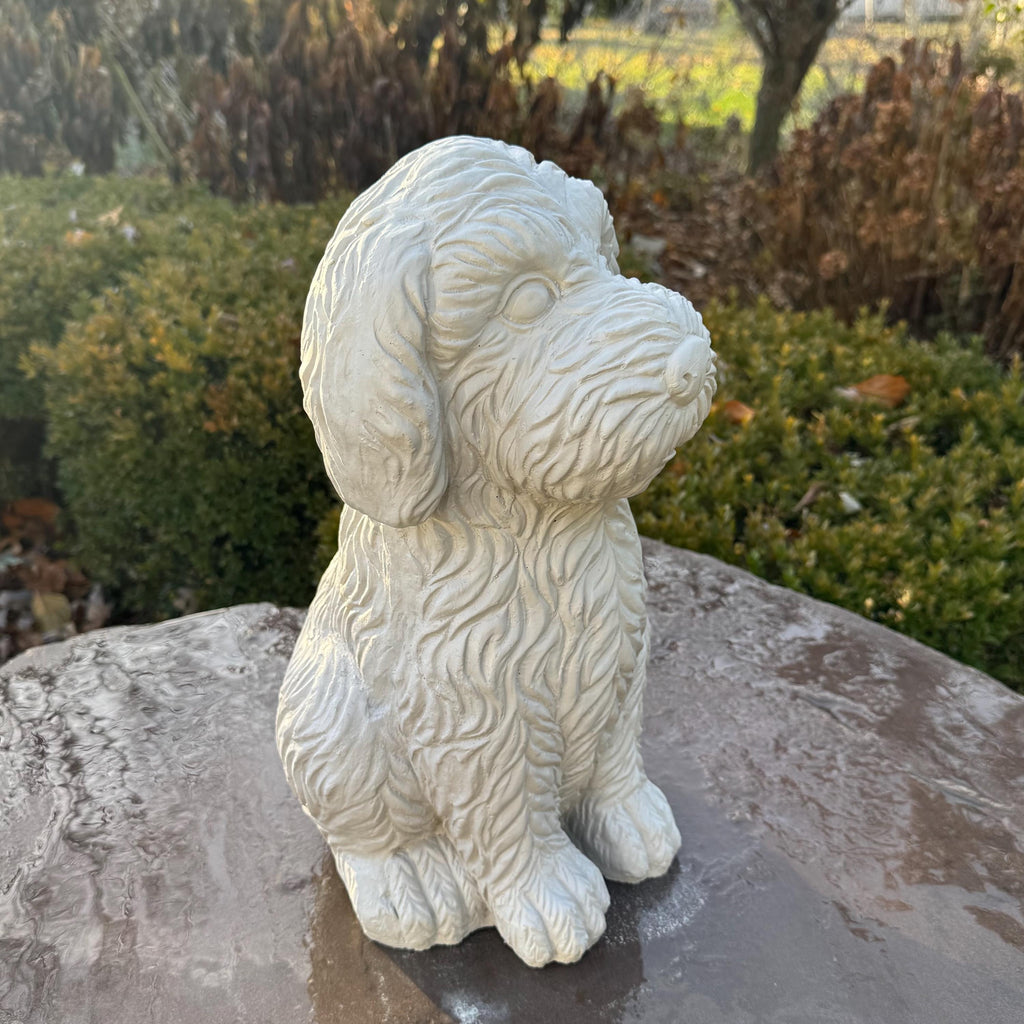 Large Labradoodle Garden Statue 15" Outdoor Concrete Dog Decor Handmade Yard Sculpture Memorial Pet Gift