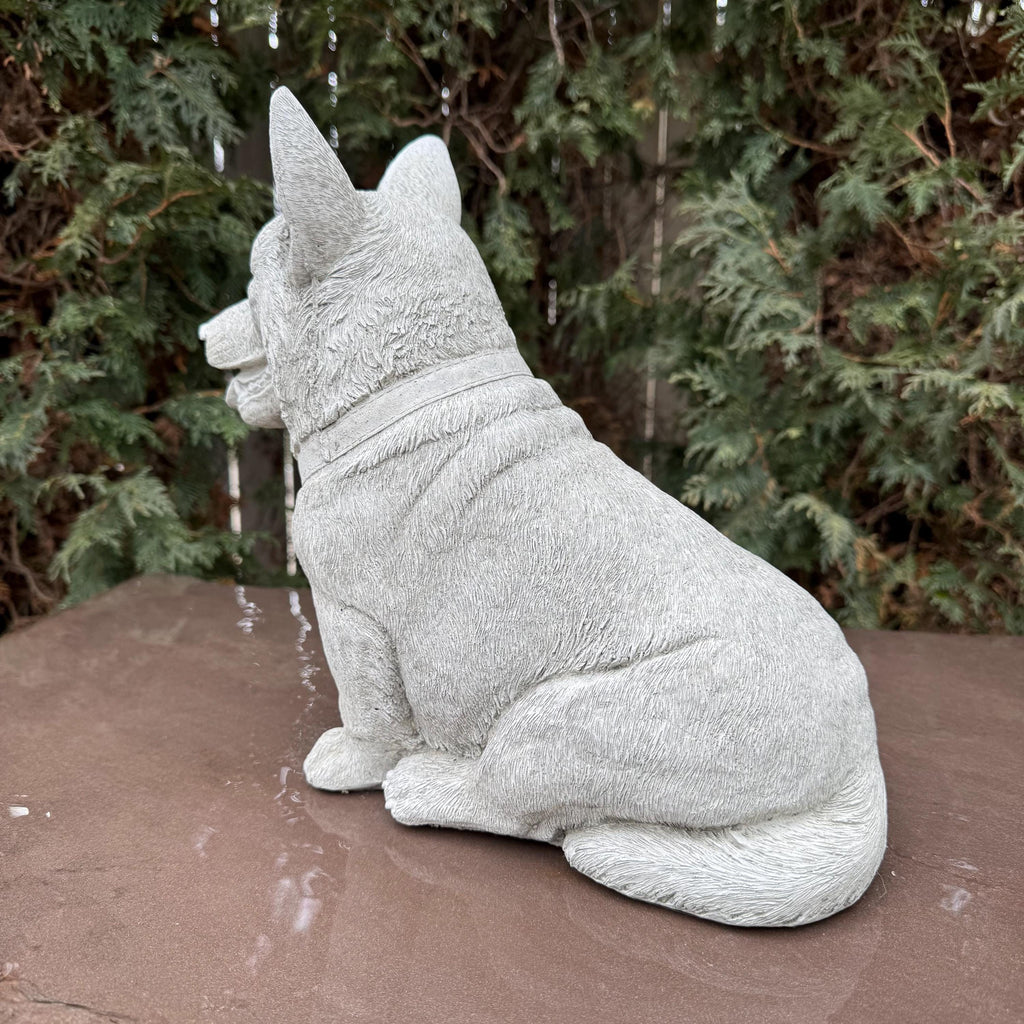 Concrete Corgi Garden Statue 11.5" Hand-Poured Dog Sculpture Pet Memorial Gift Yard Art Decor