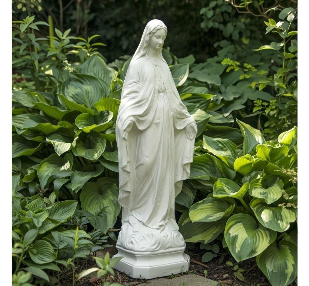 Concrete Our Lady Of Grace Garden Statue 24" Cement Mother Mary Statue Outdoor
