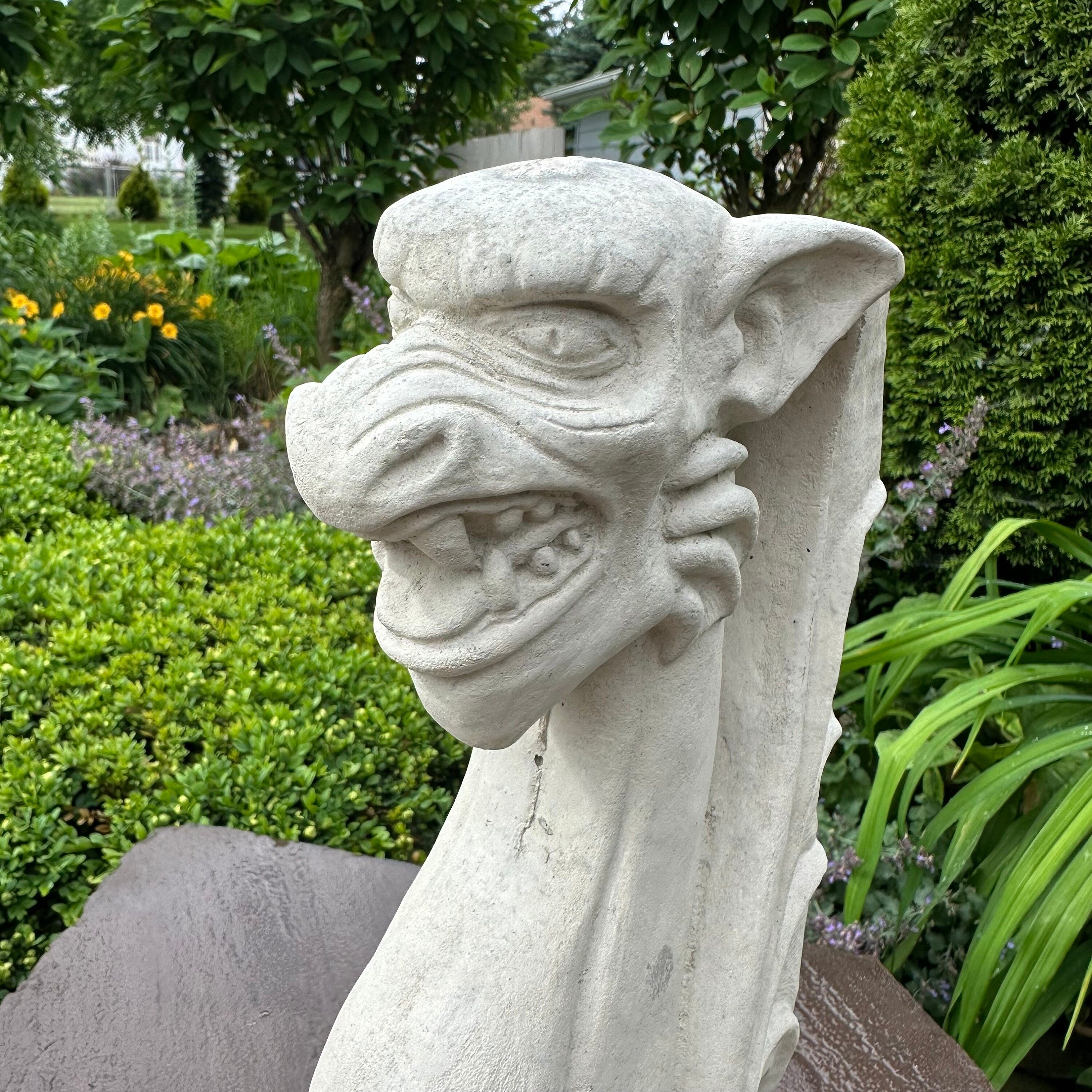 Large Concrete Gargoyle Statue 18" Griffin Gothic Garden Decor Yard Art Sculpture Ornament