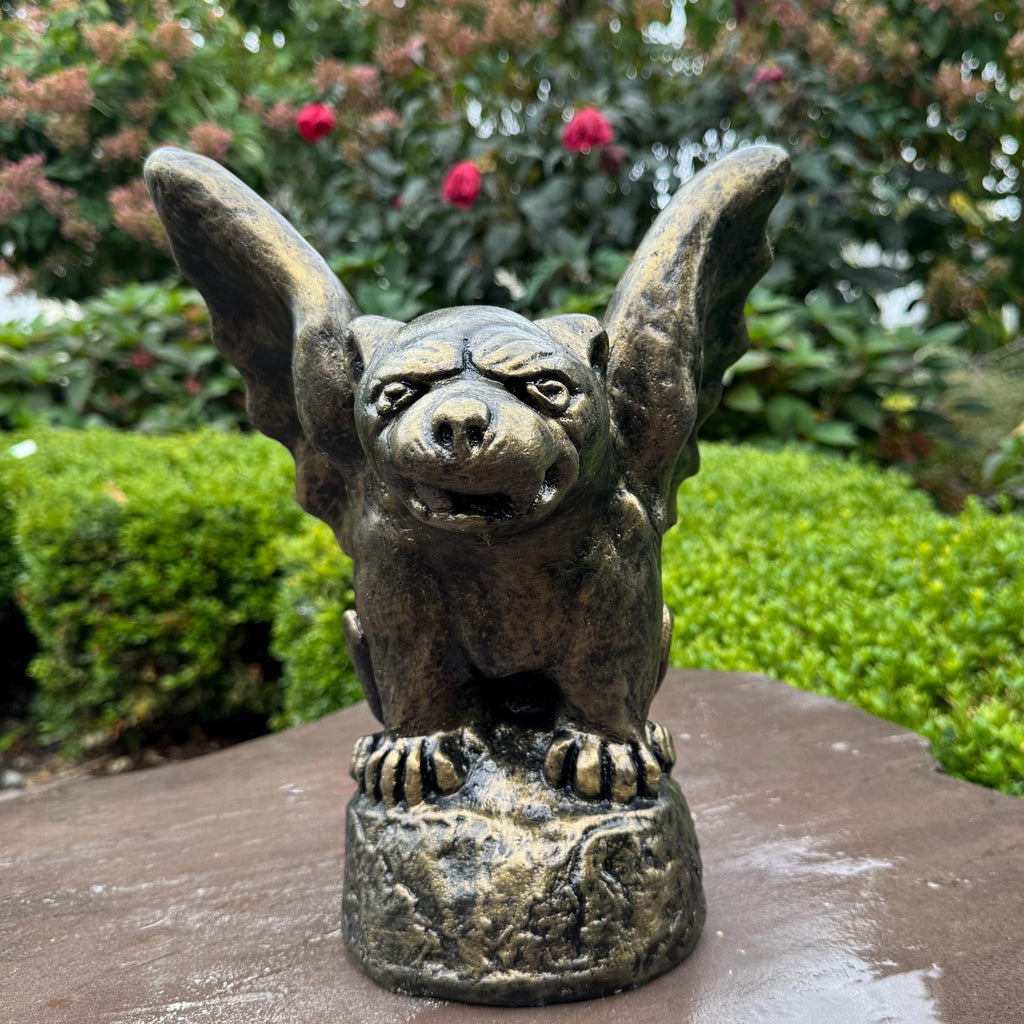 11 inch Concrete Gargoyle Statue - Gothic Garden Sculpture, Halloween Decor, Spooky Yard Ornament Gift
