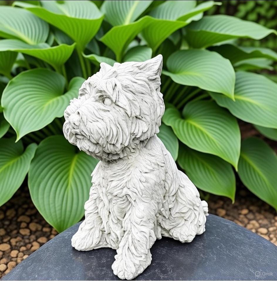 Concrete Cairn Terrier Garden Statue 11.5" Dog Memorial Sculpture Yard Decor Pet Loss Gift