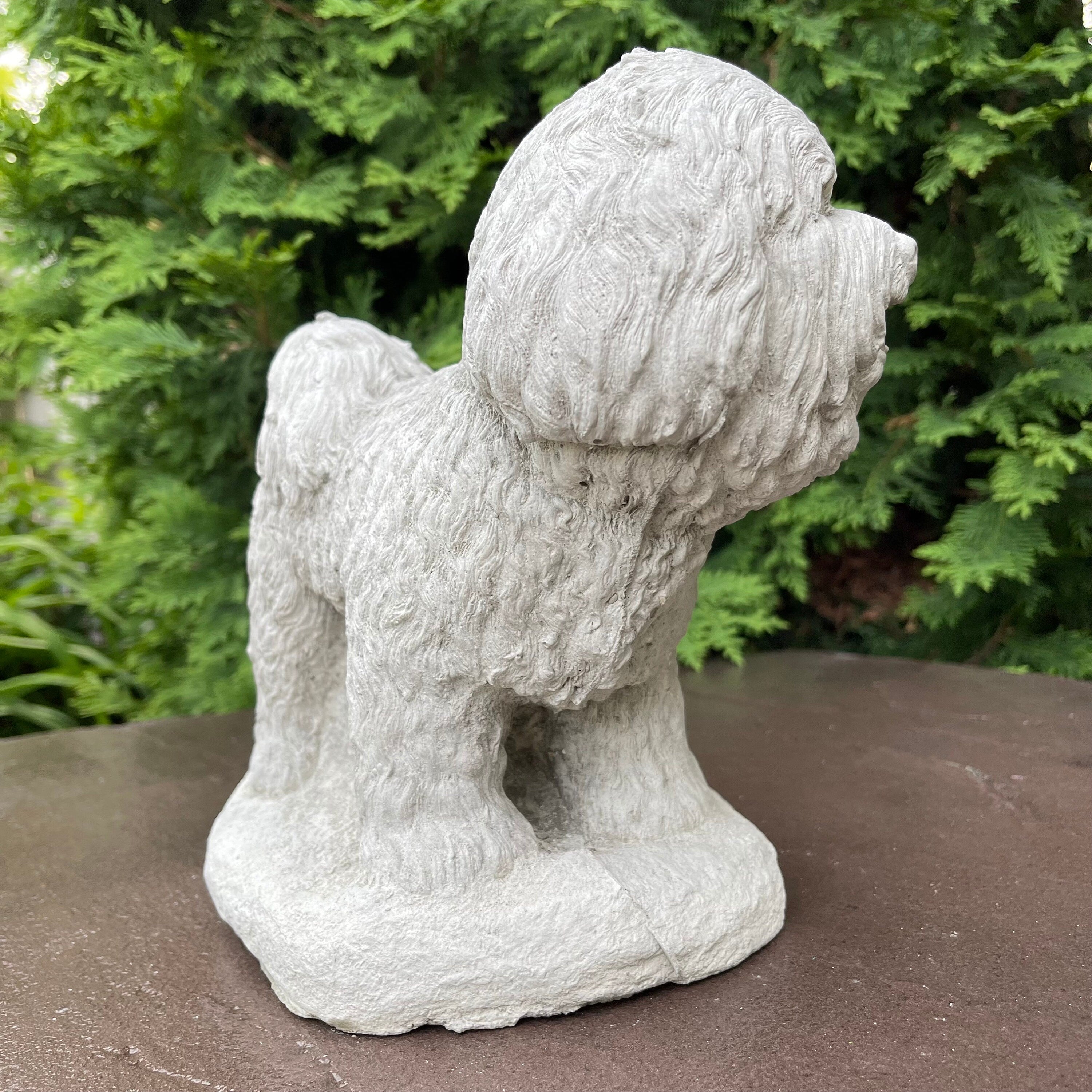 Bichon Frise Concrete Statue 9 Inch Outdoor Garden Sculpture Pet Memorial Gift Dog Yard Art Lawn Ornament Decor