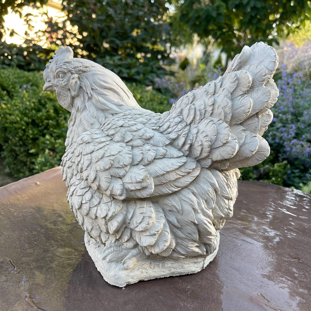 Concrete Chicken Statue Garden Sculpture 10" Outdoor Farmhouse Yard Decor Lawn Ornament Animal Art Gift