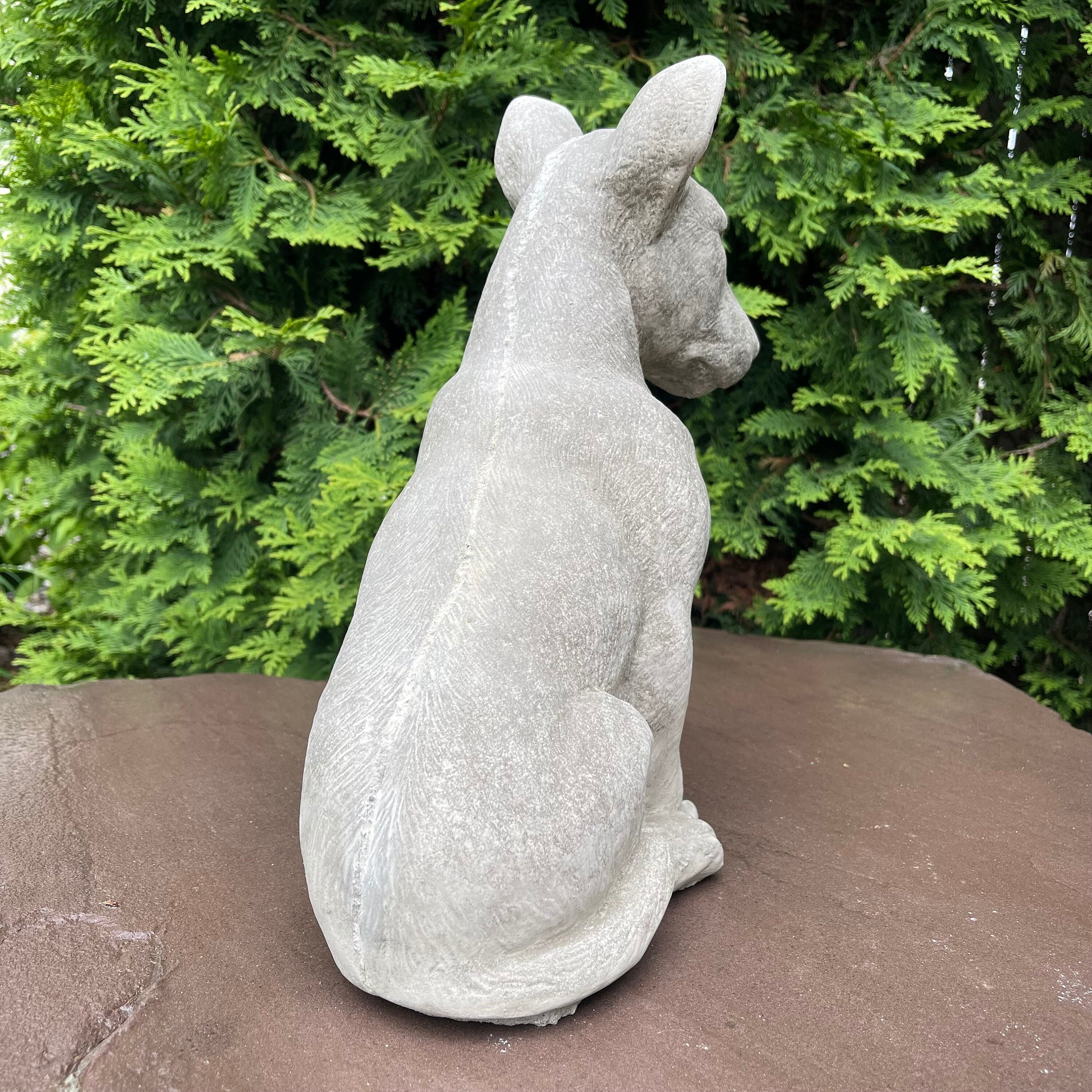 Bull Terrier Garden Statue 12.5 Inch Concrete Dog Sculpture Yard Art Memorial Pet Decor