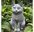 Stone Cat Statue For The Garden 12" Cat In Concrete