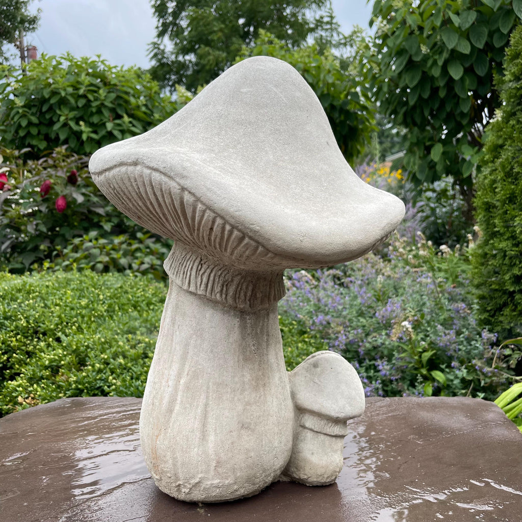 19 Inch Handmade Concrete Mushroom Garden Statue Whimsical Toadstool Yard Art Lawn Ornament Sculpture