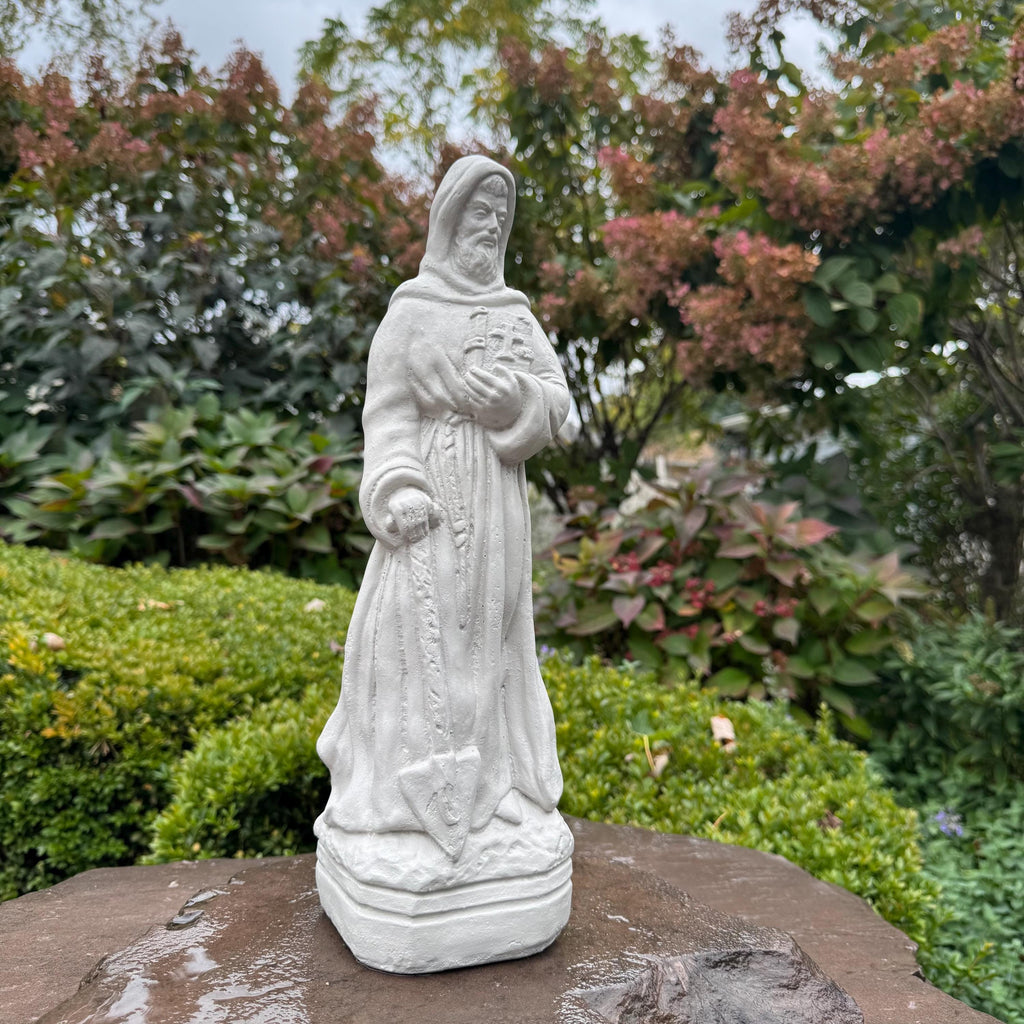 15" Concrete St Fiacre Garden Saint Statue - Catholic Religious Outdoor Yard Decor Patron of Gardeners