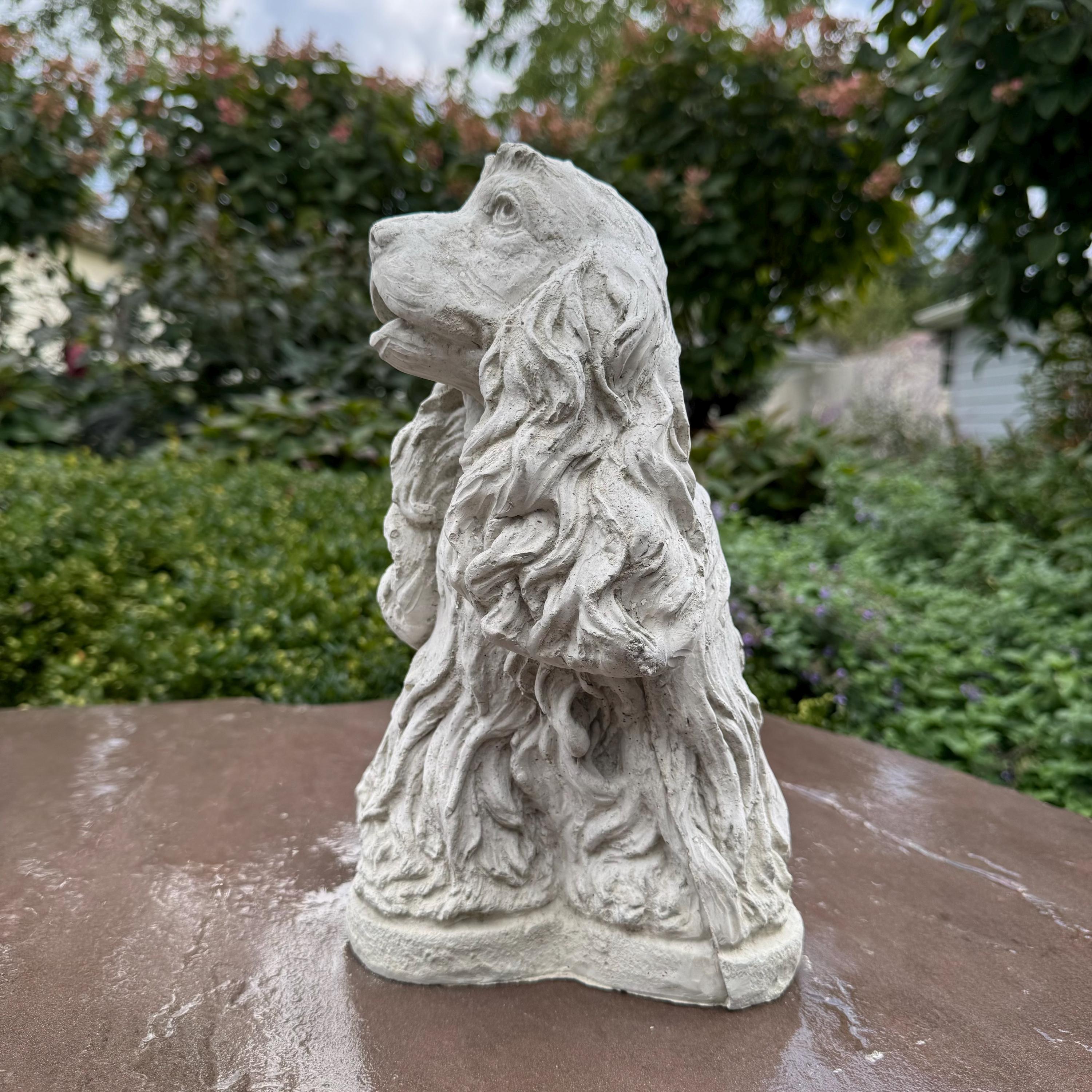 Cocker Spaniel Garden Statue 12 Inch Concrete Dog Memorial Figure Sculpture Yard Decor Pet Remembrance Ornament