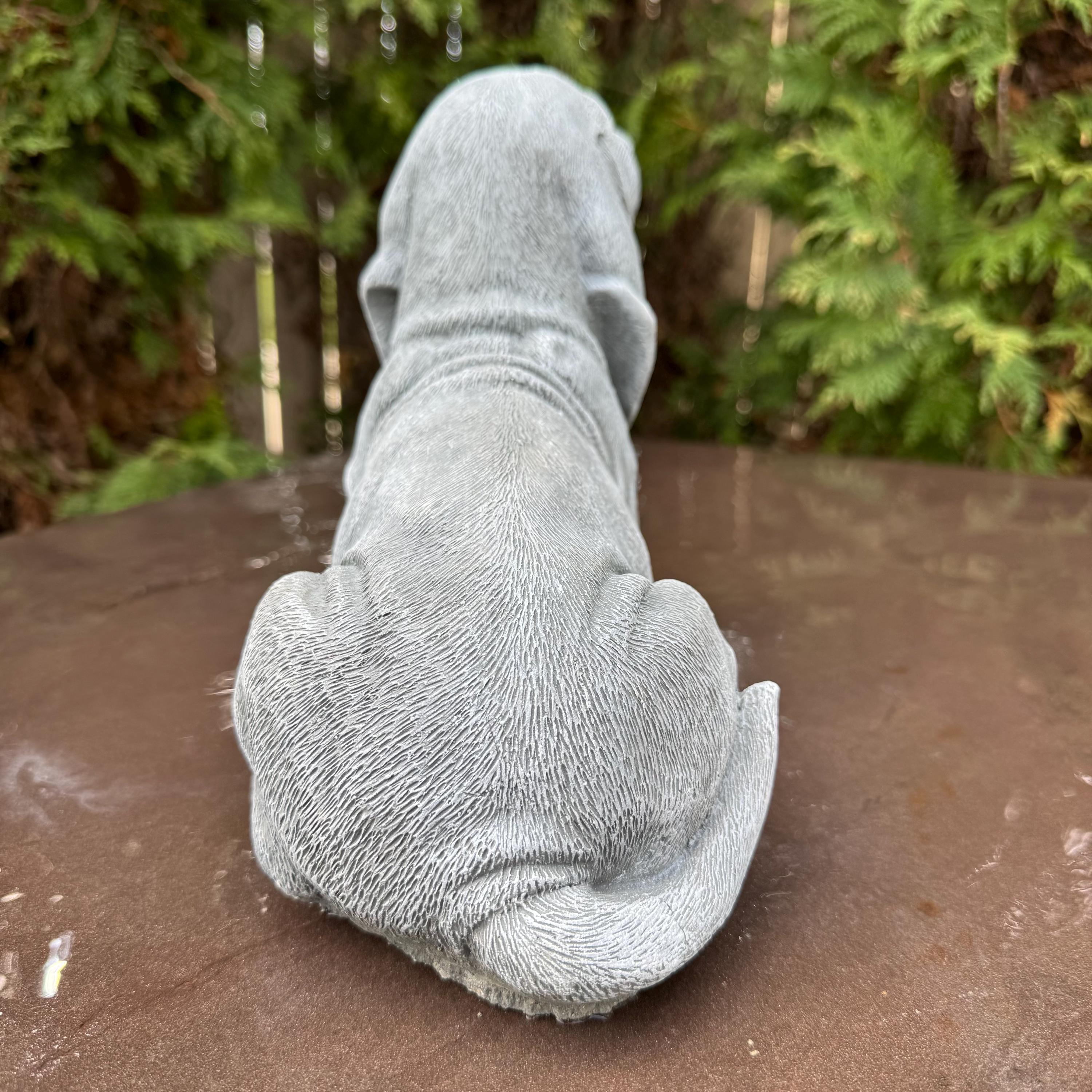Concrete Basset Hound Memorial Garden Statue 10" Painted Outdoor Pet Remembrance Figurine for Dog Lovers Yard Decor