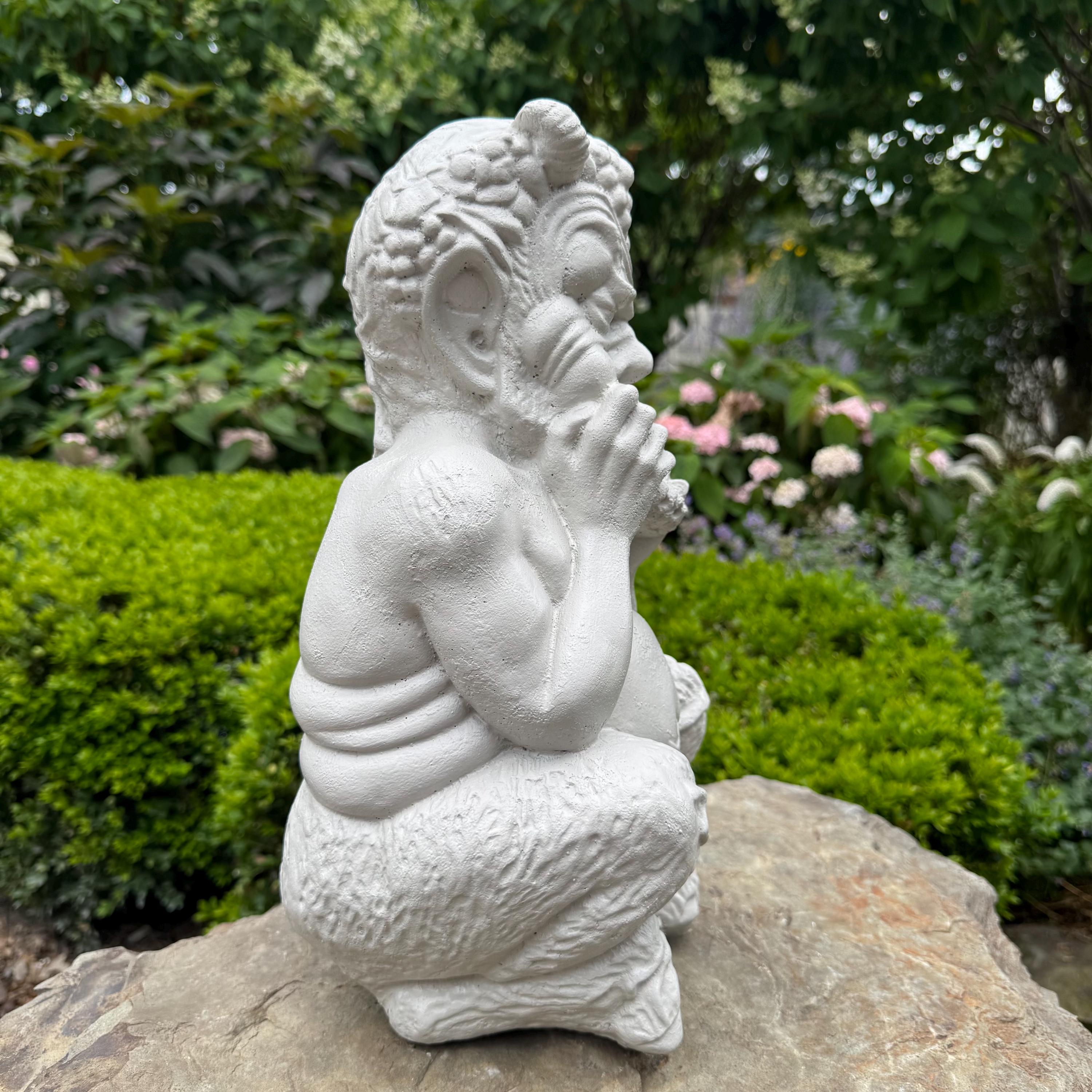 Pan Statue 14" Greek Mythology Concrete Garden Decor Sculpture Yard Art Lawn Ornament Gift
