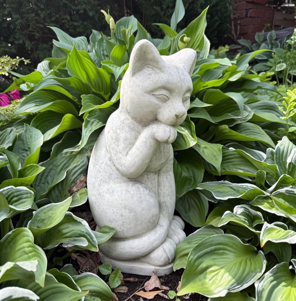 Concrete Cat Statue 16" Cement Cat Garden Statues