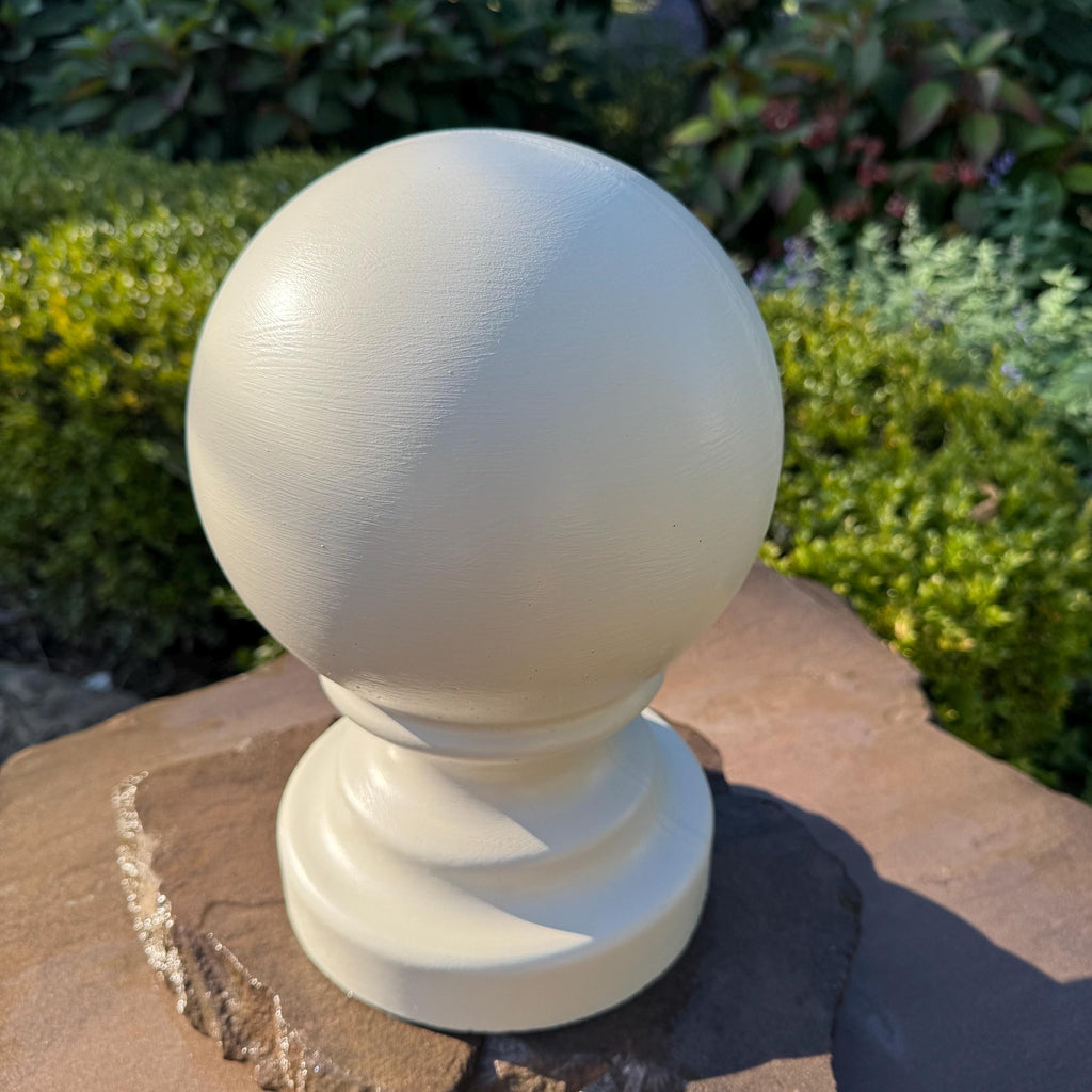 Hand-Painted Concrete Garden Ball Statue – 12 Inch Capstone Finial