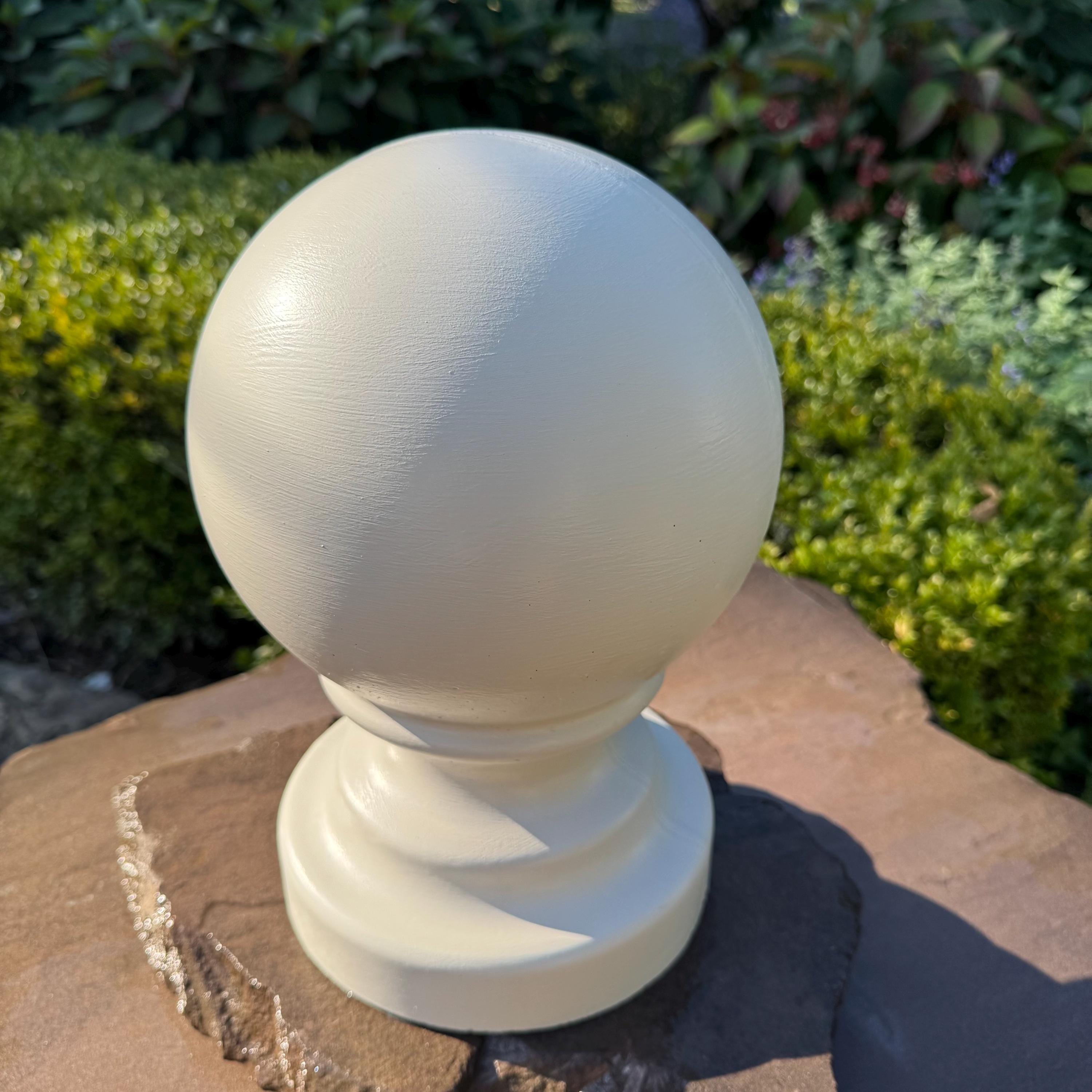 Hand-Painted Concrete Garden Ball Statue – 12 Inch Capstone Finial