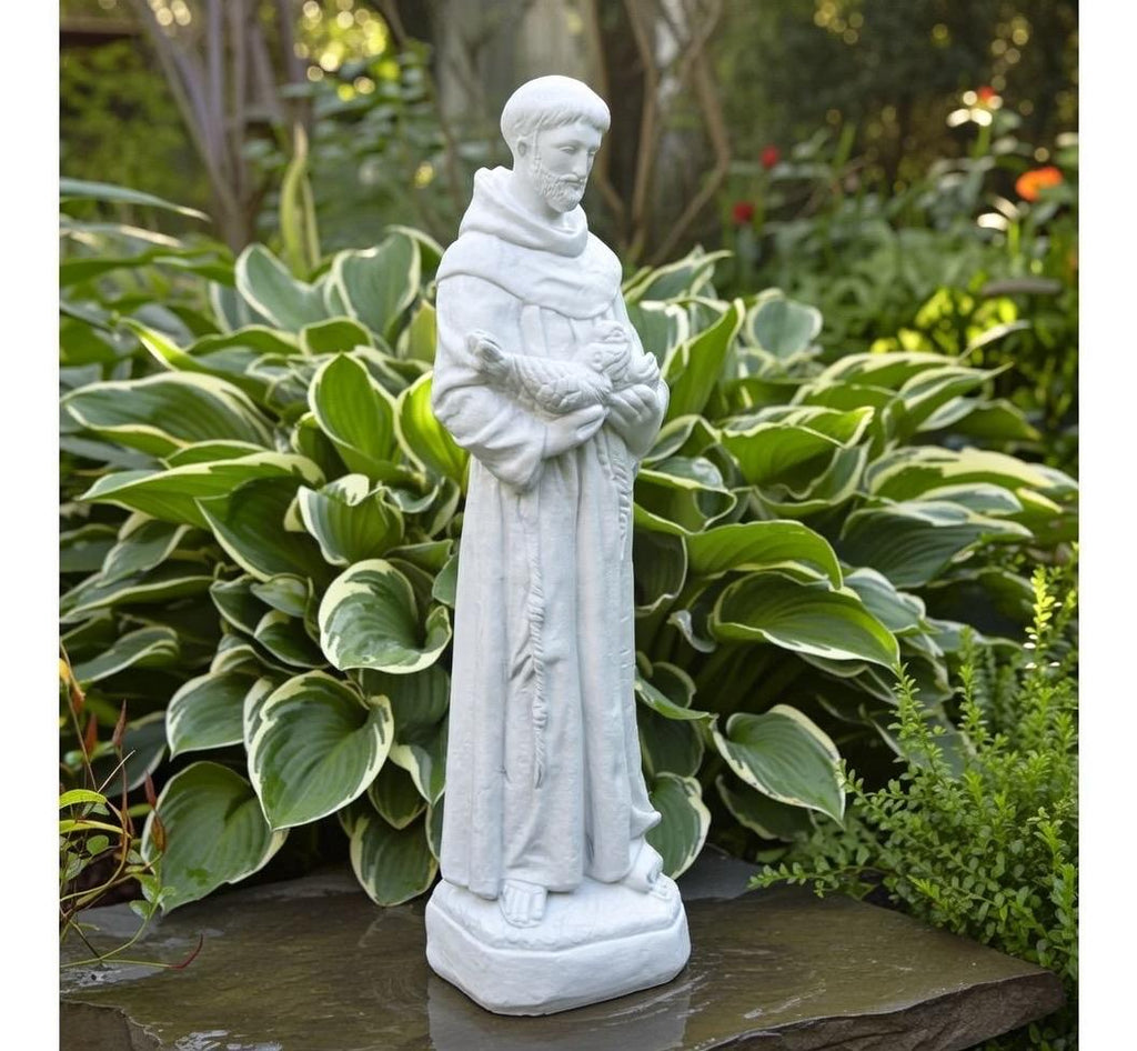 St Francis Assisi 27 inch Concrete Garden Statue Catholic Religious Outdoor Yard Sculpture Decor Gift