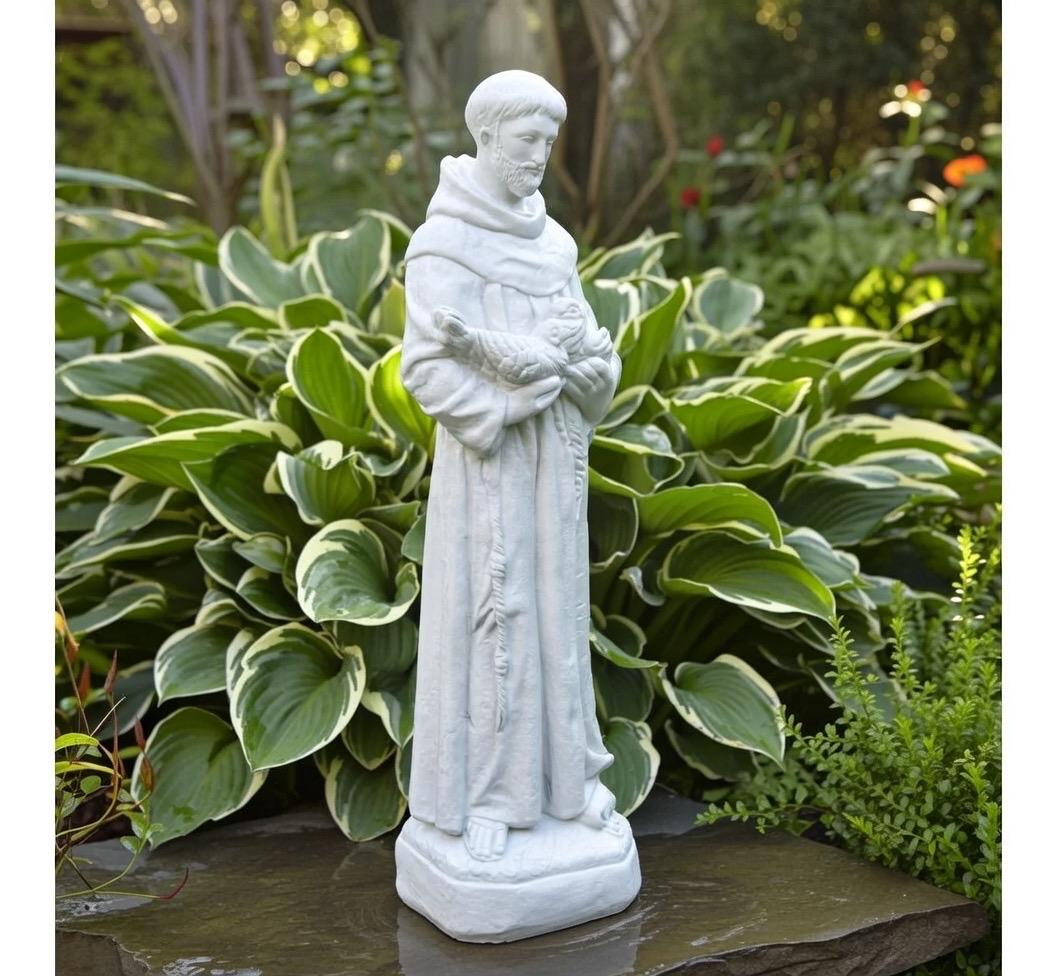 St Francis Assisi 27 inch Concrete Garden Statue Catholic Religious Outdoor Yard Sculpture Decor Gift