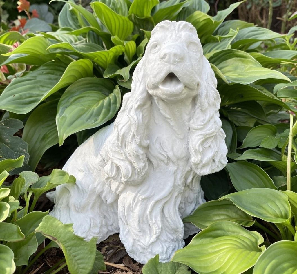 Handcrafted Concrete Cocker Spaniel Garden Statue 11" Pet Memorial Sculpture Dog Yard Art Lawn Ornament Gift