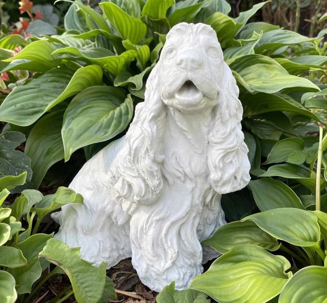 Handcrafted Concrete Cocker Spaniel Garden Statue 11" Pet Memorial Sculpture Dog Yard Art Lawn Ornament Gift