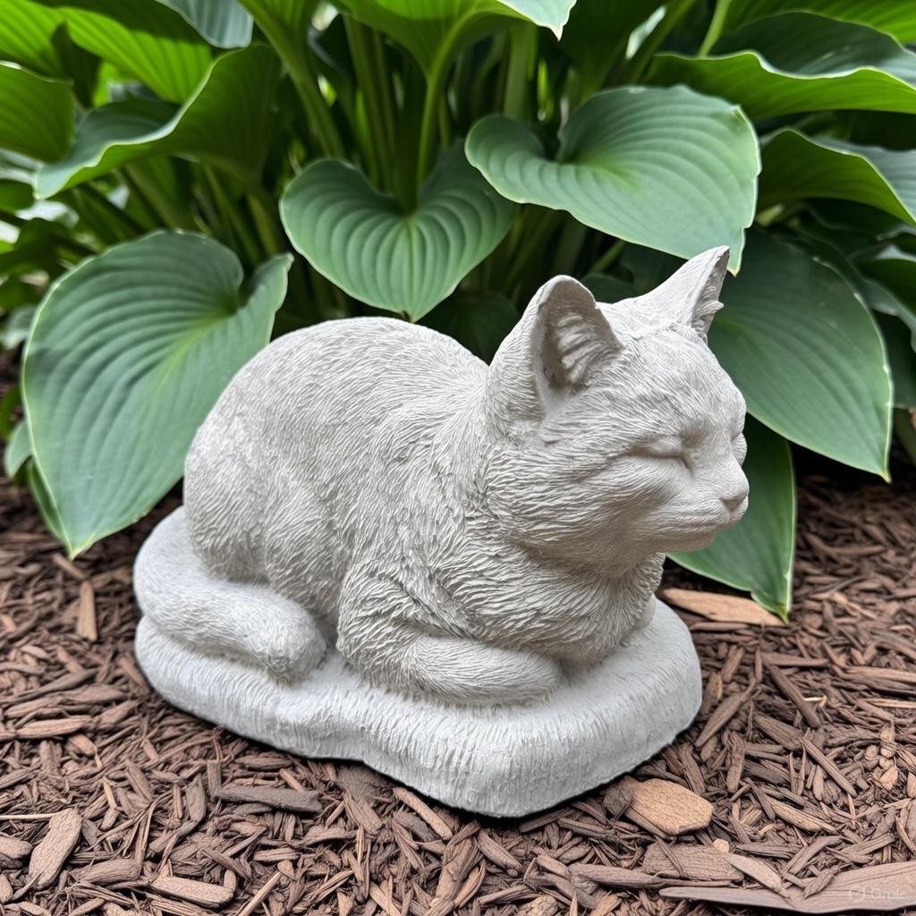 Cement Cat Statues Garden Decorations 14" Concrete Cat Statues For Sale