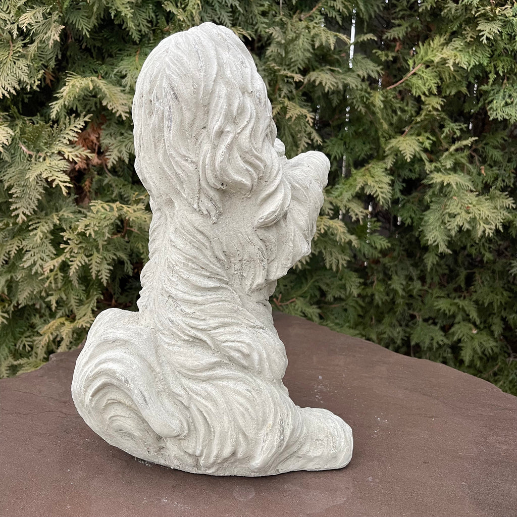 Shih Tzu Concrete Garden Statue 14" Outdoor Dog Sculpture Pet Memorial Yard Decor Lawn Ornament Gift