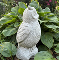 Rustic Owl Garden Statue 11" Concrete Outdoor Bird Sculpture Yard Art Lawn Ornament