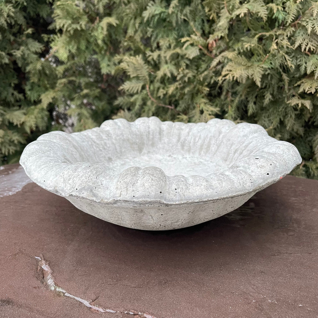 Small Cement Bird Bath Bowl: 13" Modern Concrete Bird Bath