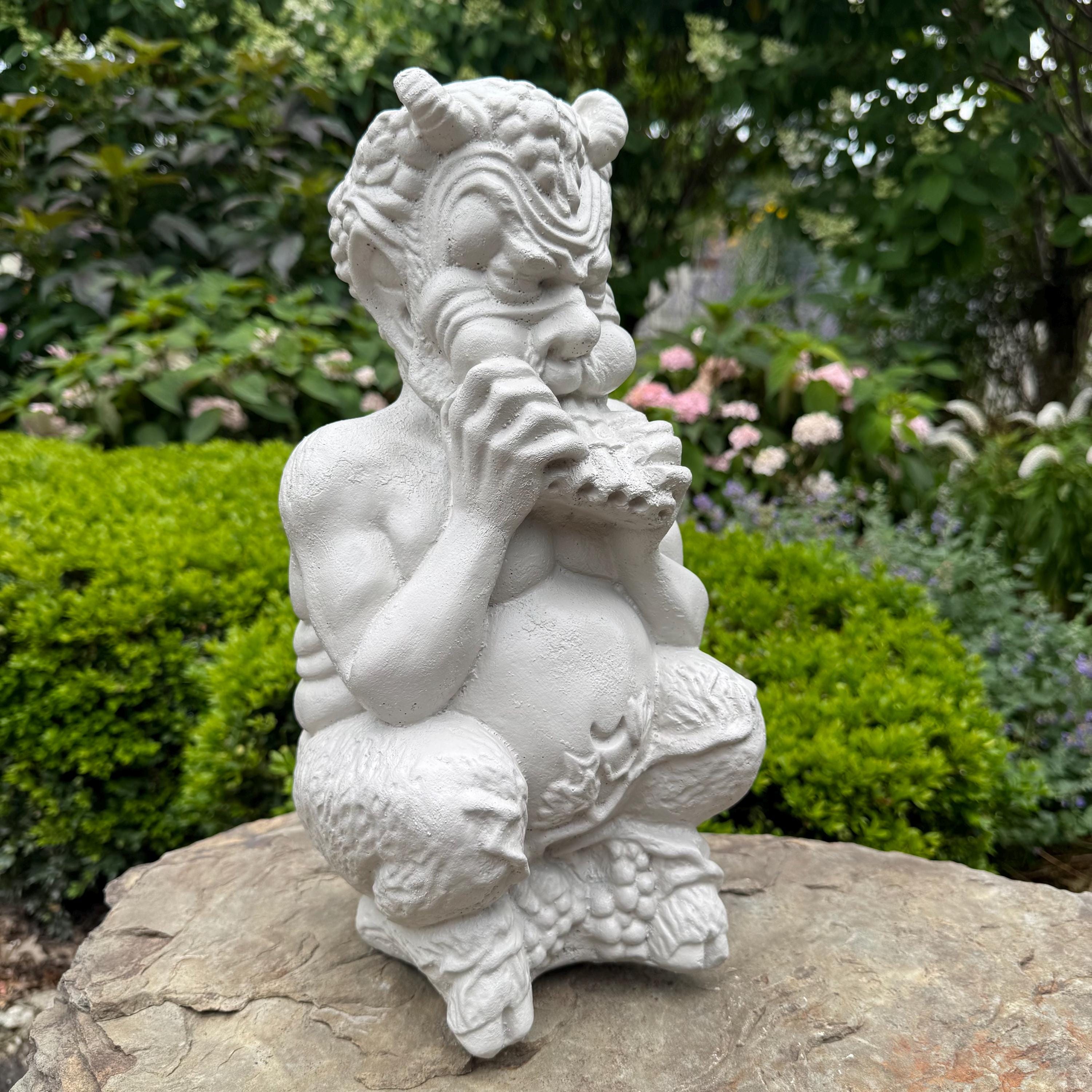Pan Statue 14" Greek Mythology Concrete Garden Decor Sculpture Yard Art Lawn Ornament Gift