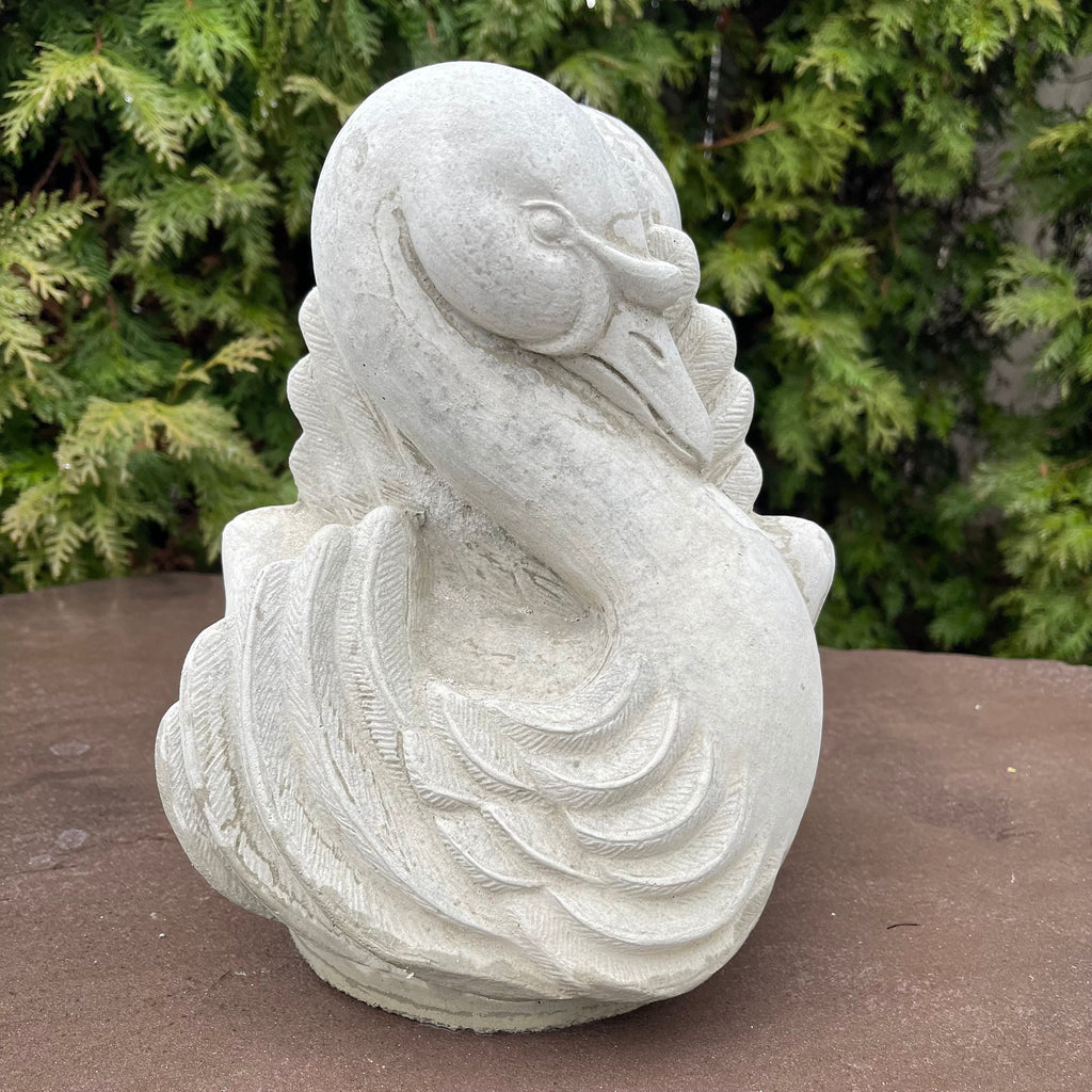 Concrete Fountain Top 10.5" Swan Cement Topper / Replacement Water Feature Part