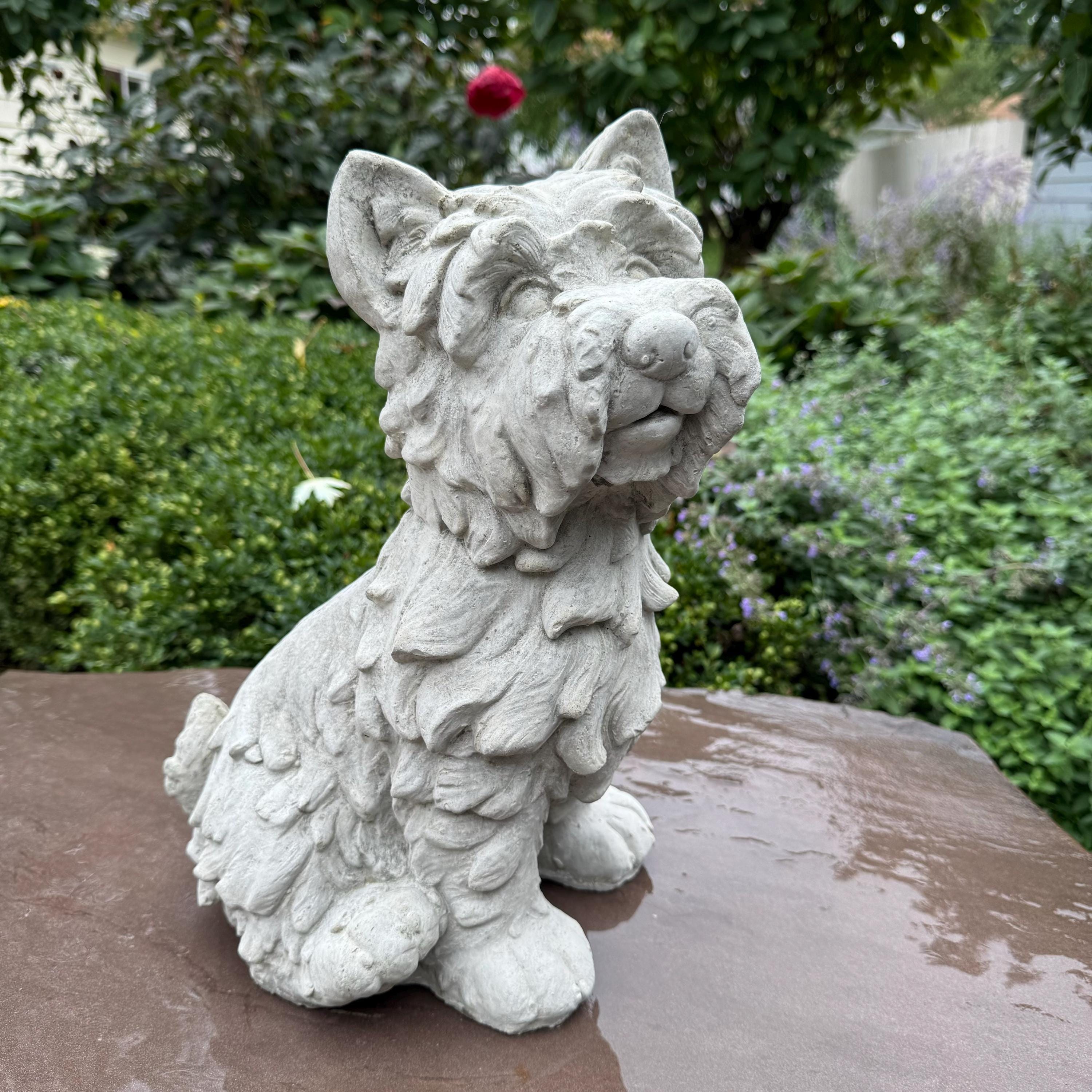Large Concrete Westie Garden Statue 15" White West Highland Scottish Terrier Dog Memorial Outdoor Yard Decor Pet Remembrance
