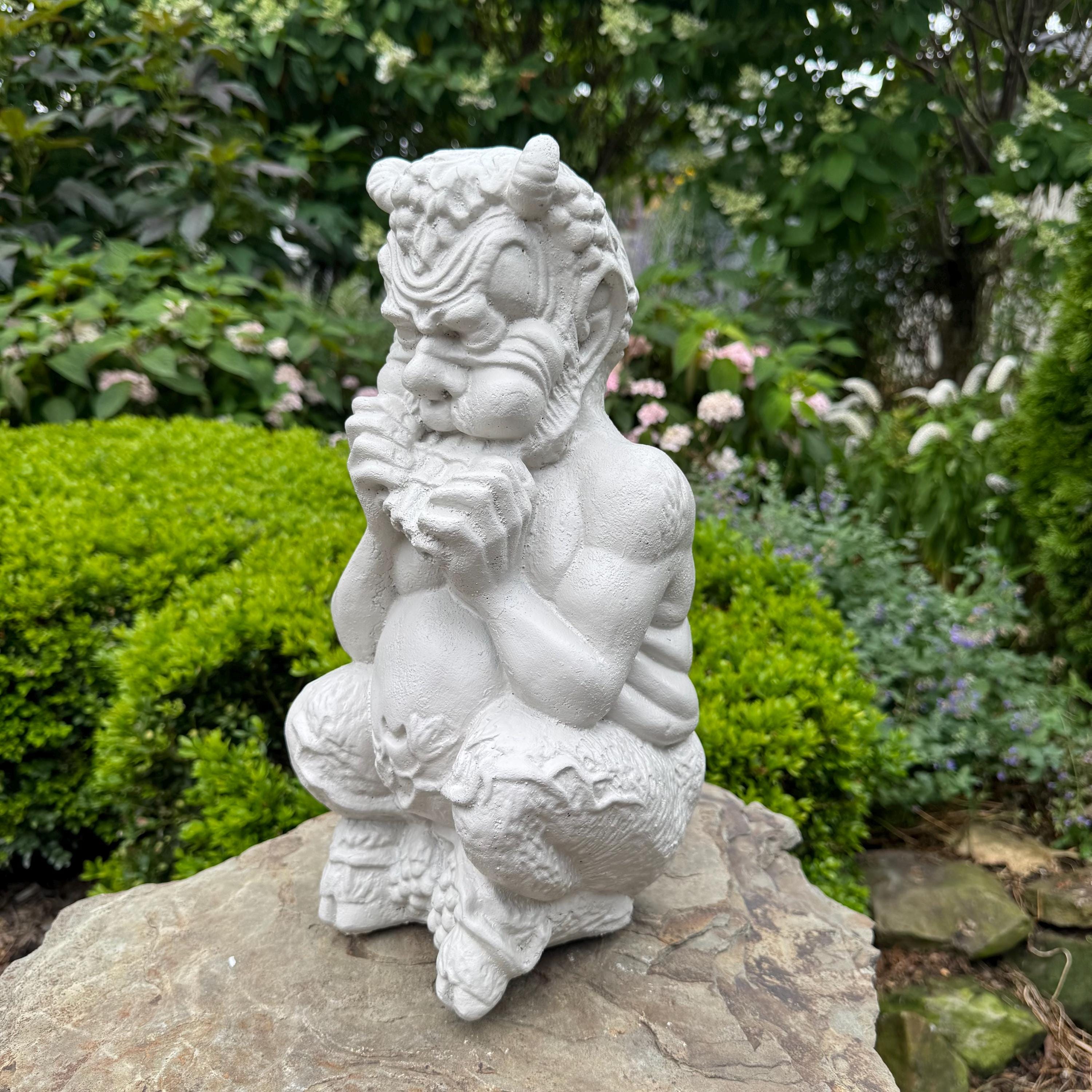 Pan Statue 14" Greek Mythology Concrete Garden Decor Sculpture Yard Art Lawn Ornament Gift
