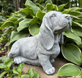 Concrete Basset Hound Memorial Garden Statue 10" Painted Outdoor Pet Remembrance Figurine for Dog Lovers Yard Decor