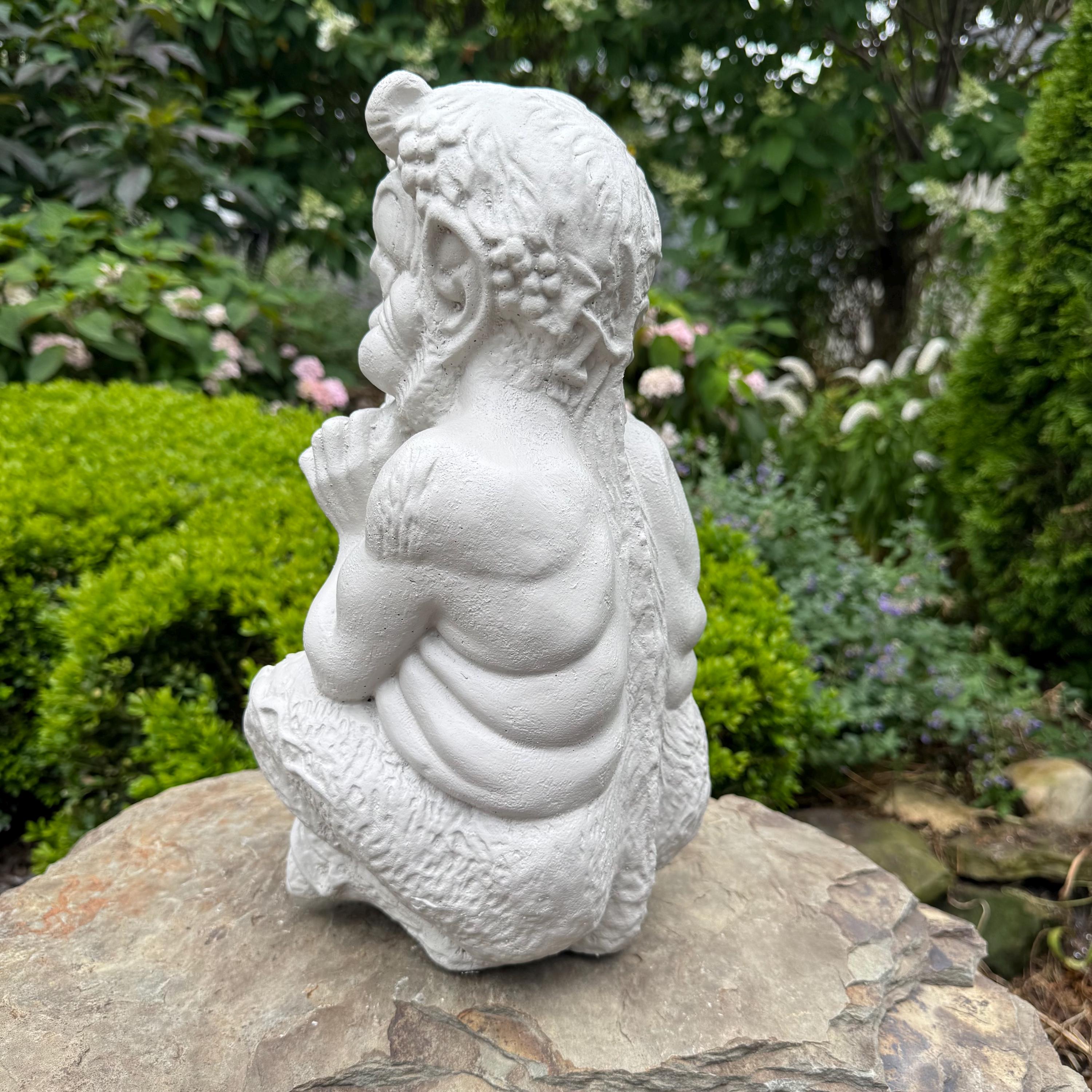 Pan Statue 14" Greek Mythology Concrete Garden Decor Sculpture Yard Art Lawn Ornament Gift