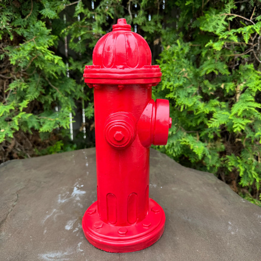 Red Concrete Fire Hydrant Statue 14 inch Dog Pee Post Fireman Gift Yard Decor Lawn Ornament