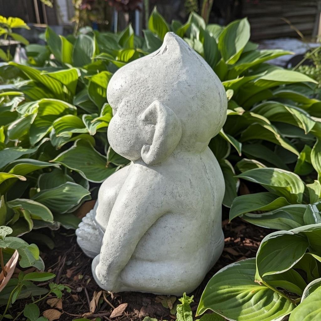 Concrete Alien Statue 14" Mythological Creature Garden Sculpture Outdoor Yard Decor Sci-Fi Art Gift