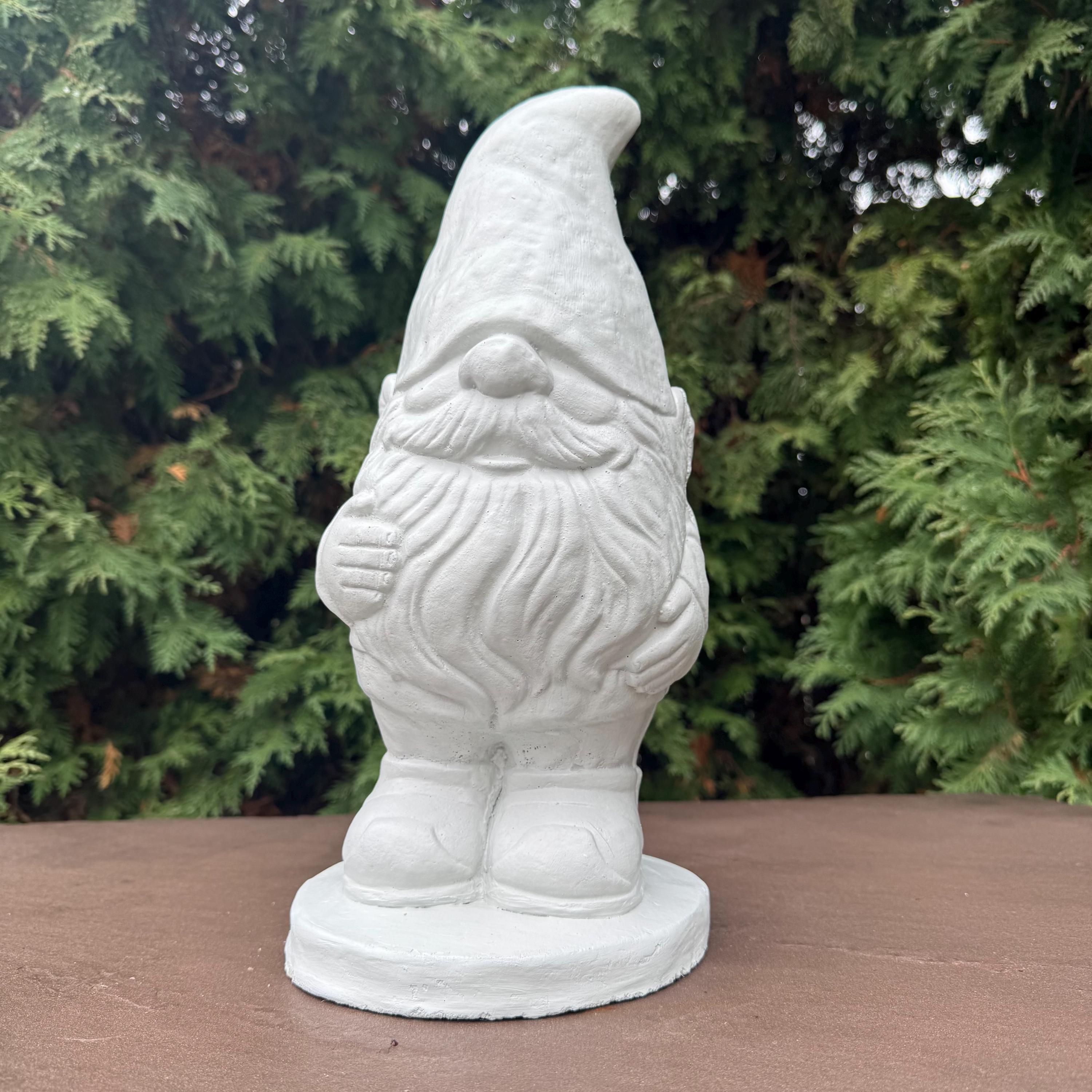 15" Concrete Gnome Garden Statue - Handcrafted Cement Lawn Ornament Outdoor Yard Decor Sculpture