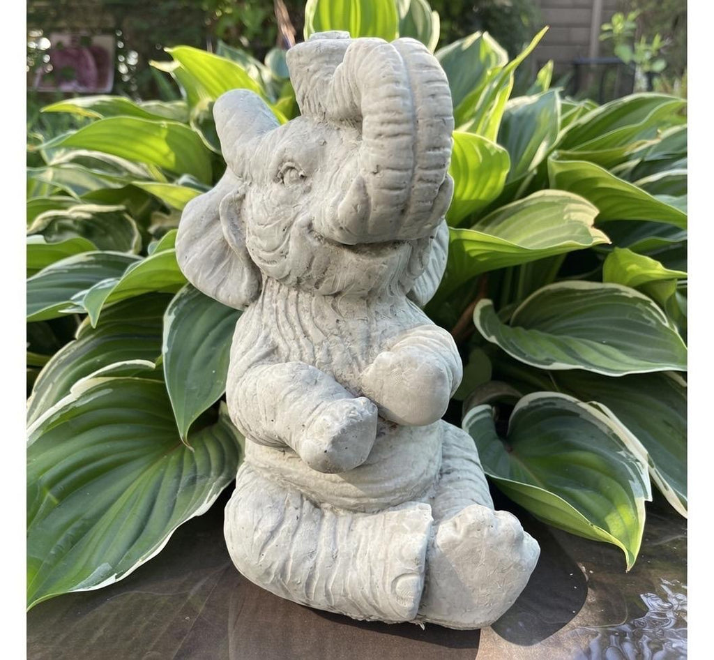 Concrete Elephant Fountain Top 10" Outdoor Garden Statue Water Feature Yard Art Sculpture Spitter