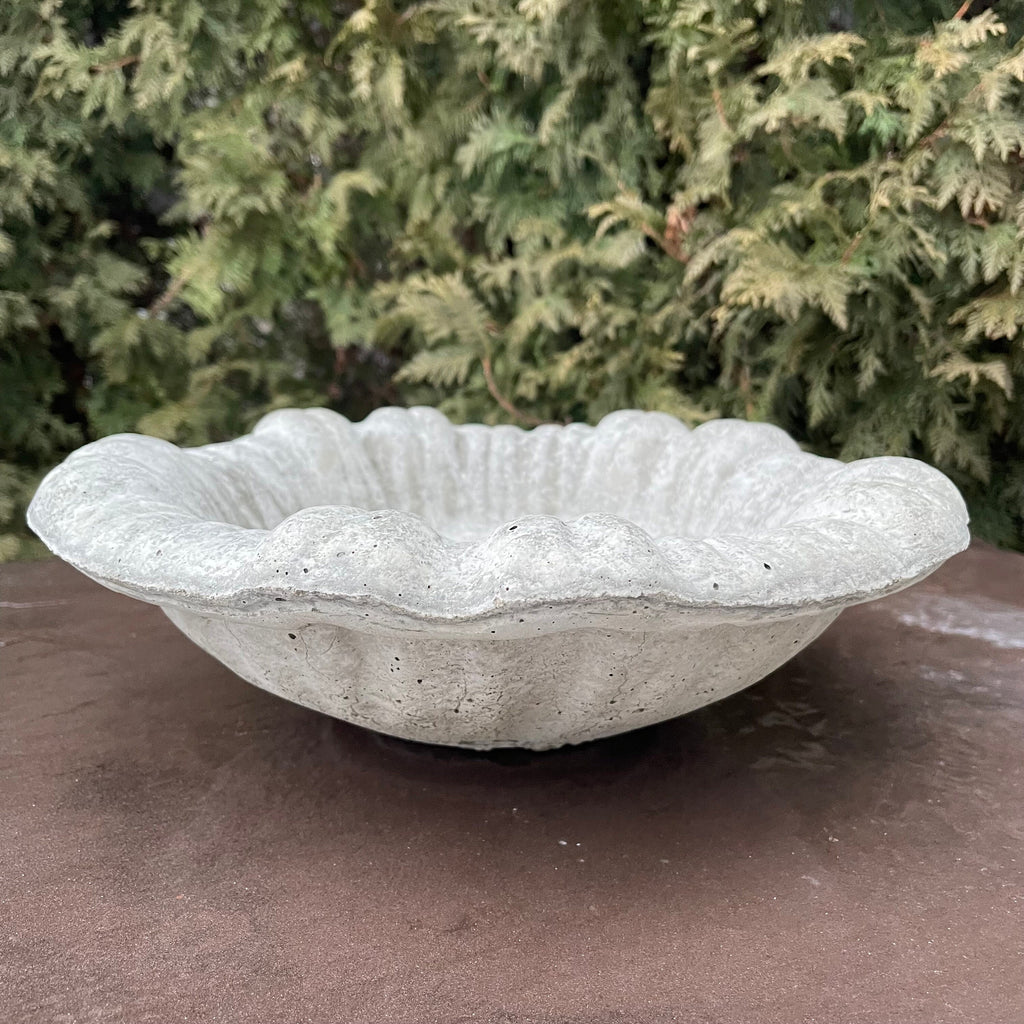 Small Cement Bird Bath Bowl: 13" Modern Concrete Bird Bath