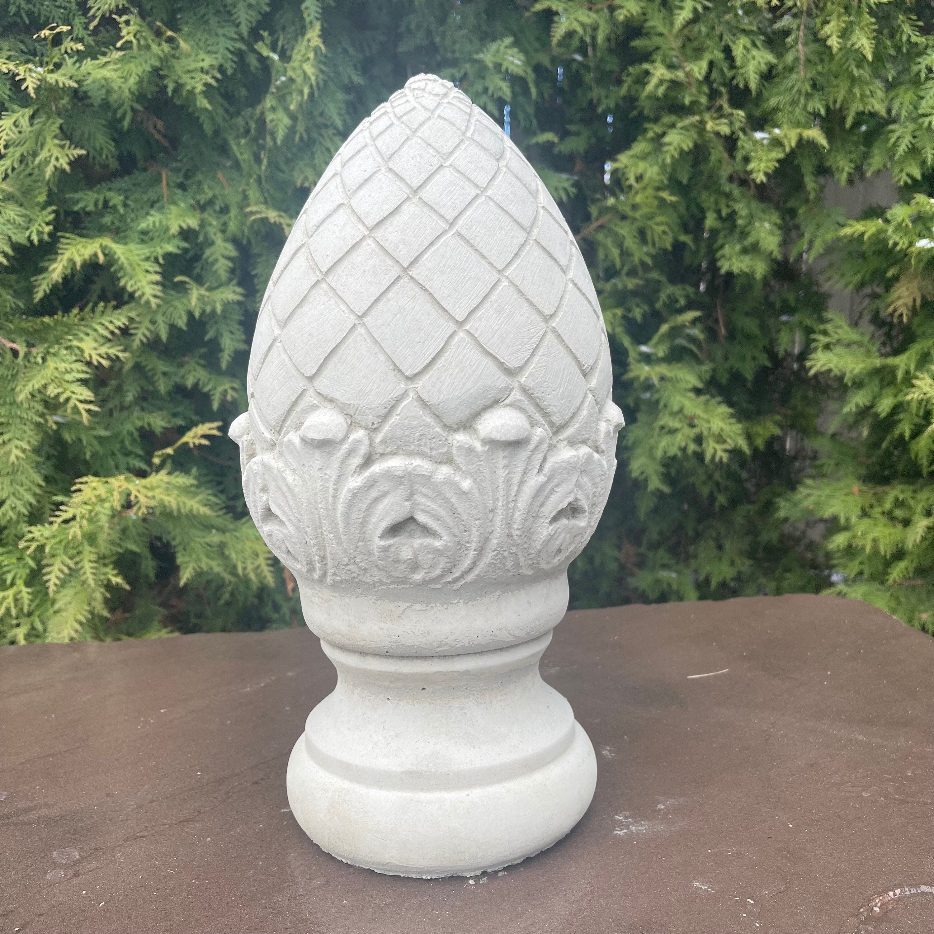 Concrete Artichoke Fountain Top: 13.5" Large Outdoor Garden Statue Cement Finial
