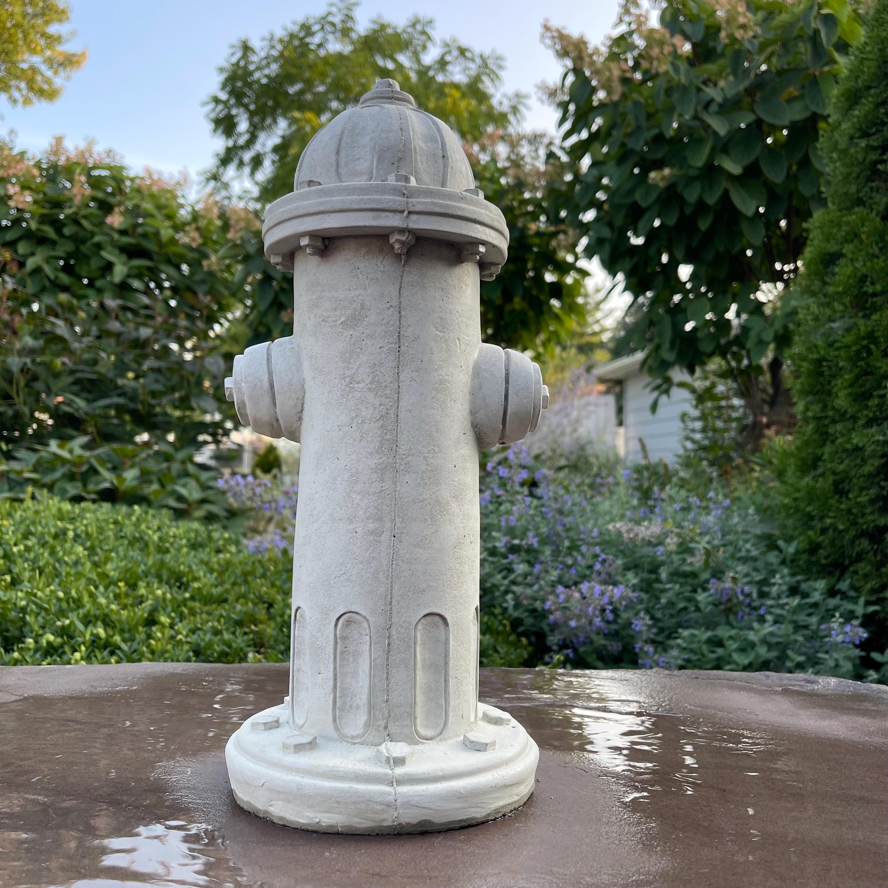 Concrete Fire Hydrant Garden Statue 14" Dog Lawn Ornament Memorial Yard Art Decor