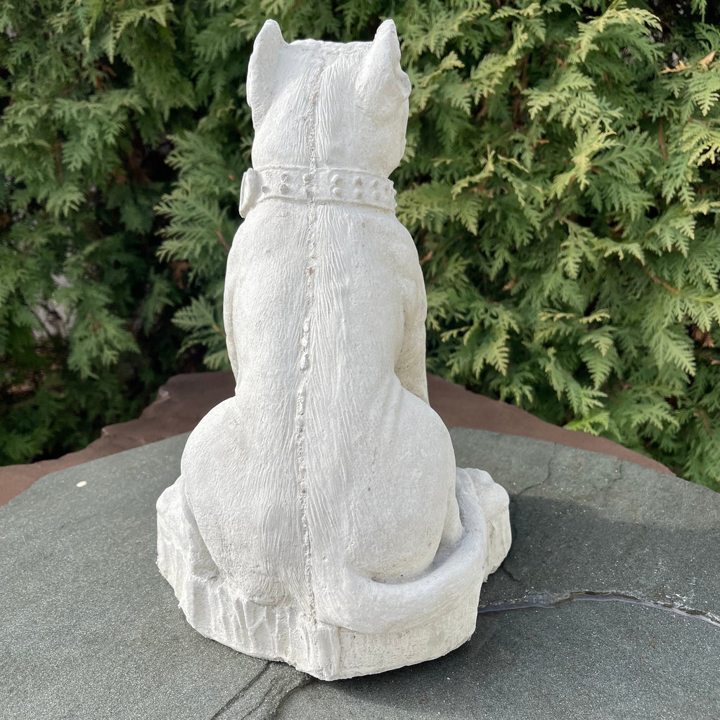 Concrete Pitbull Garden Statue 12.5" Outdoor Dog Sculpture Yard Art Memorial Decor