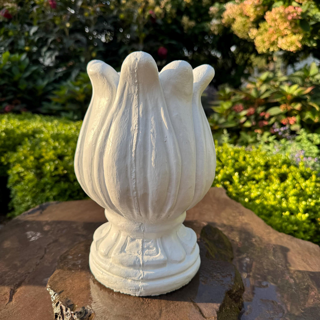 Concrete Tulip Fountain Finial Statue 10.5" Unique Pond Water Spitter Replacement Part