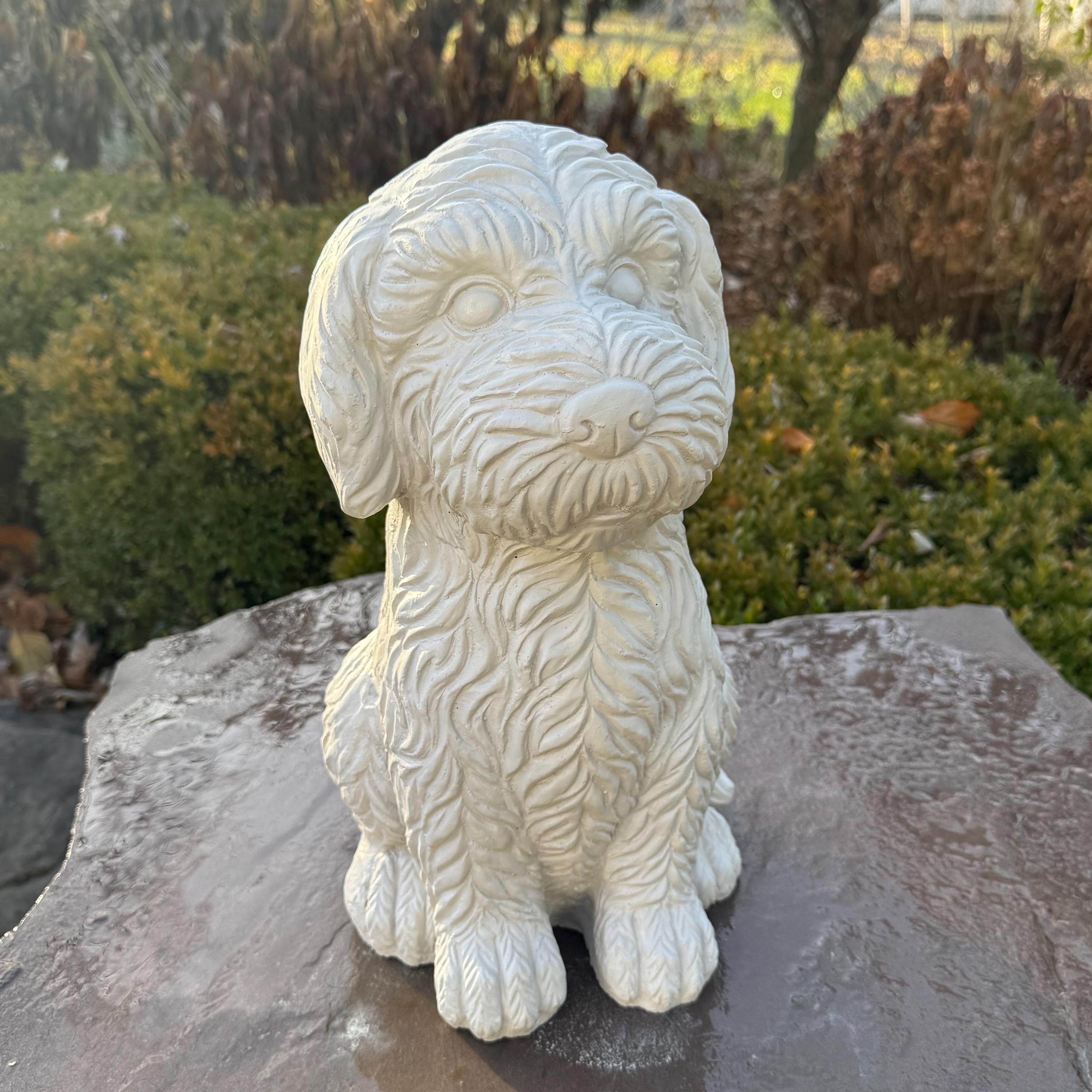 Large Labradoodle Garden Statue 15" Outdoor Concrete Dog Decor Handmade Yard Sculpture Memorial Pet Gift