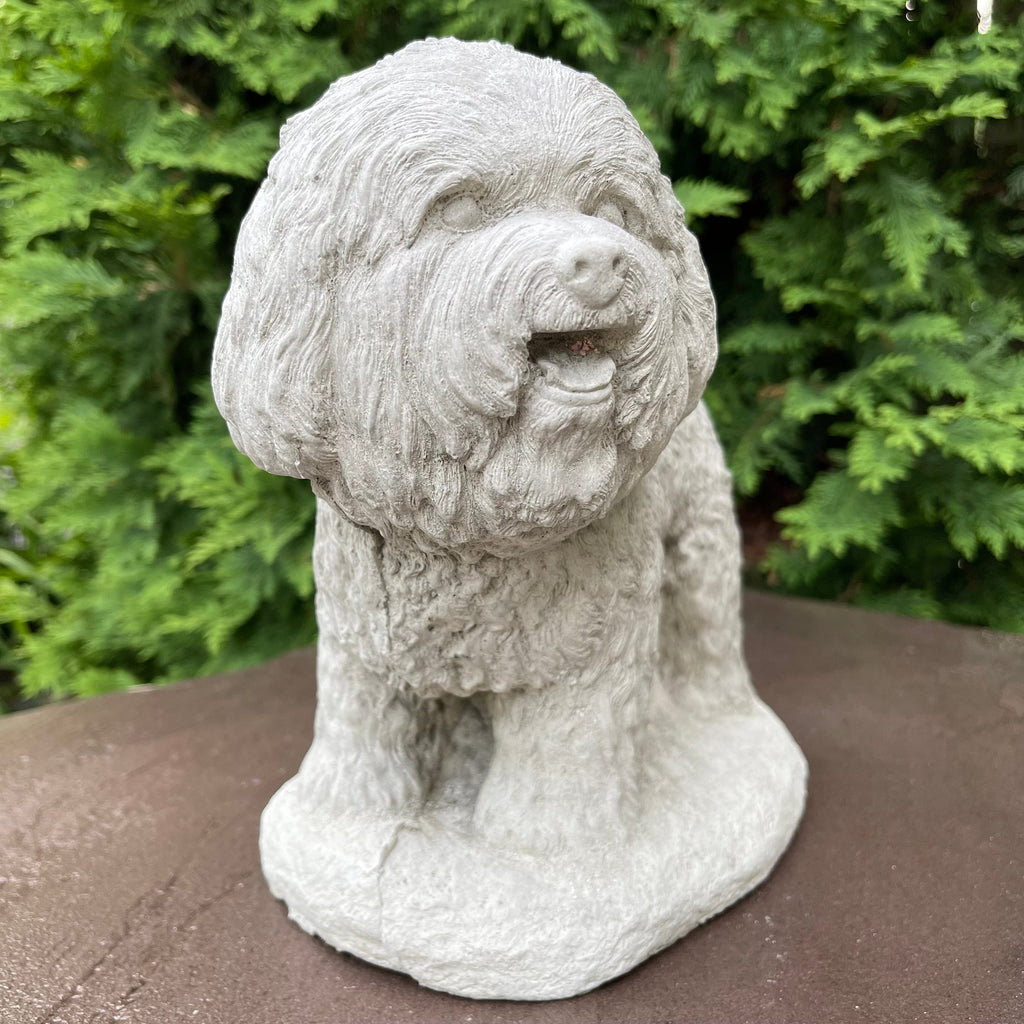 Bichon Frise Concrete Statue 9 Inch Outdoor Garden Sculpture Pet Memorial Gift Dog Yard Art Lawn Ornament Decor