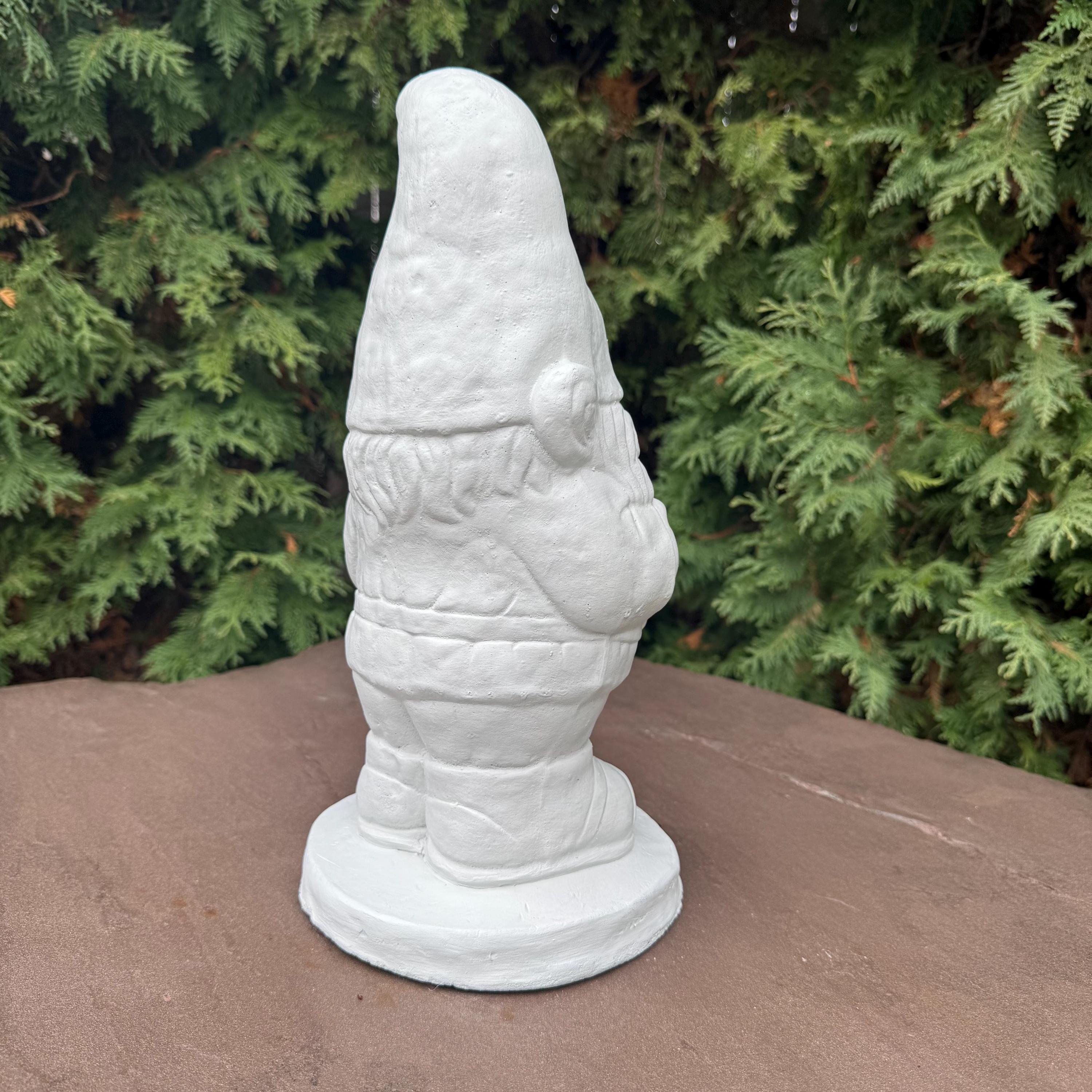 15" Concrete Gnome Garden Statue - Handcrafted Cement Lawn Ornament Outdoor Yard Decor Sculpture