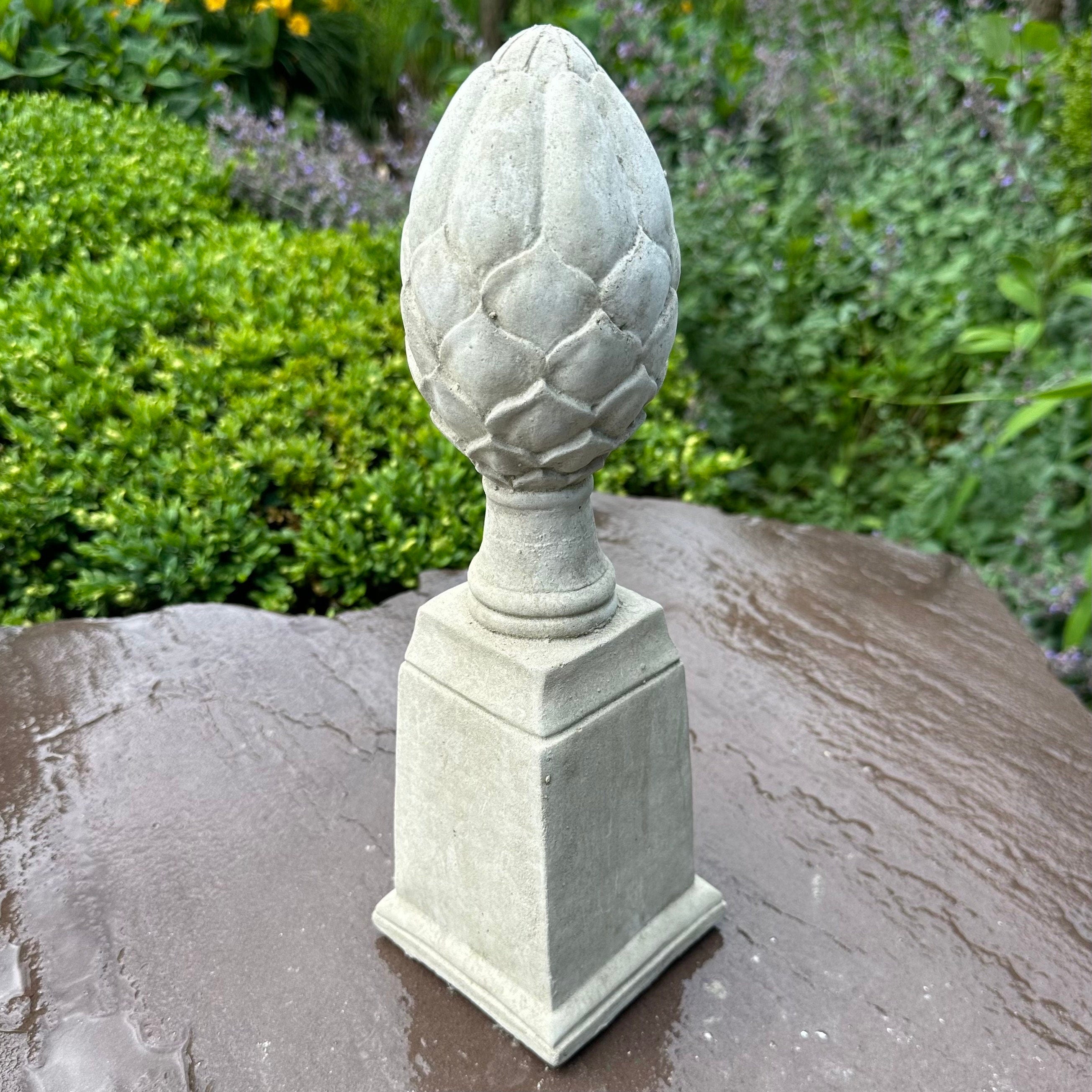 Artichoke Finial Statue 14 Inch Concrete Garden Sculpture Decorative Outdoor Accent Architectural Ornament
