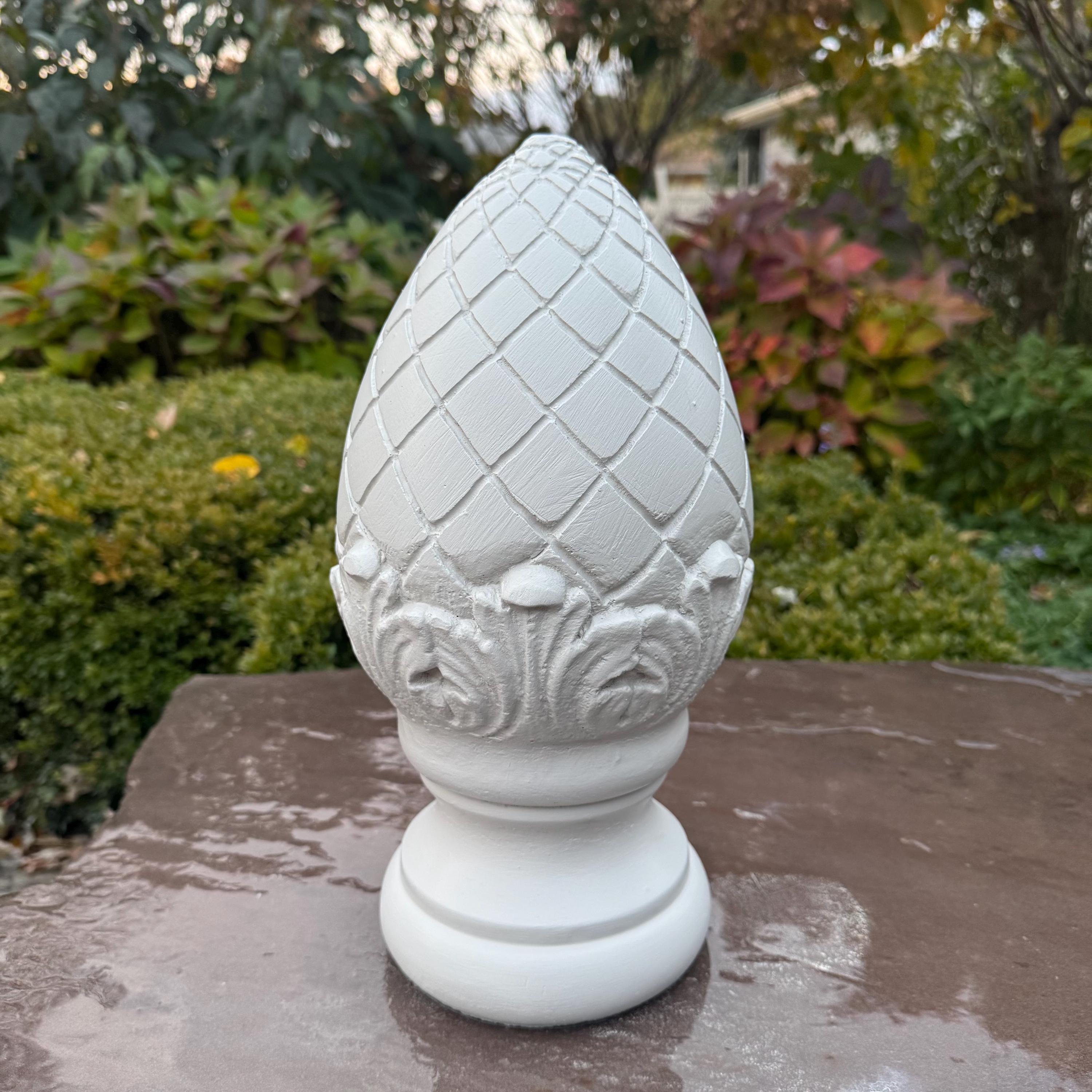 Concrete Garden Finial Statue 13.5" Durable Outdoor Lawn Sculpture Decor Accent Gift
