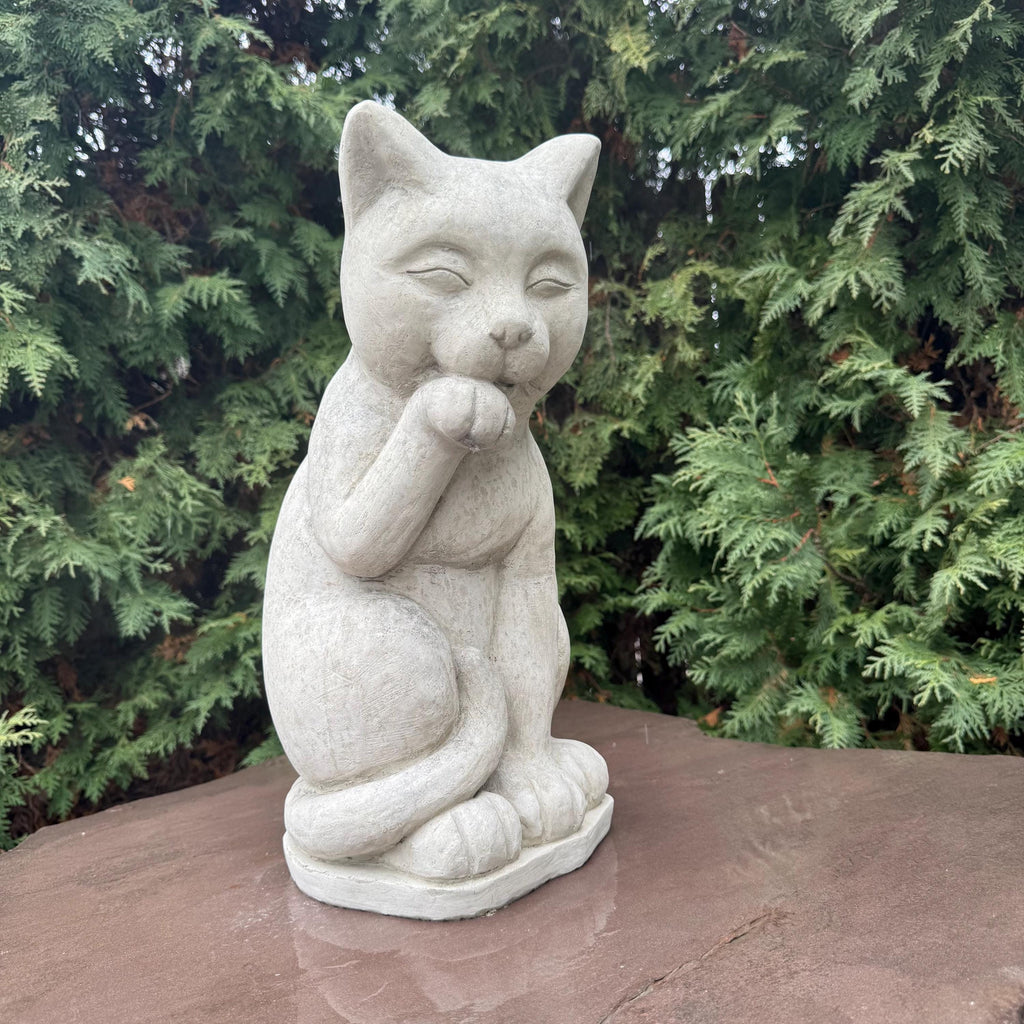 Concrete Cat Statue 16" Cement Cat Garden Statues