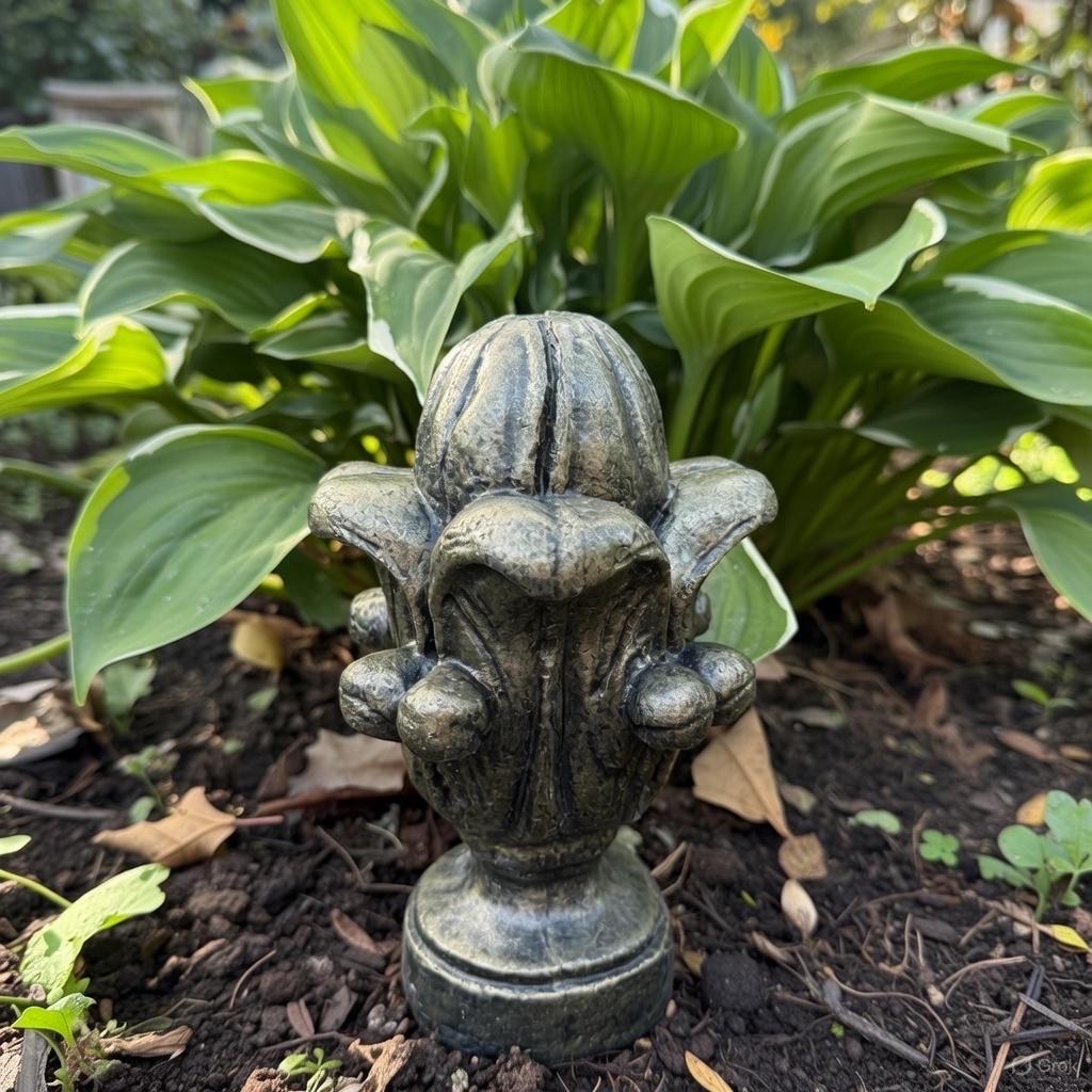 Gold Leaf Concrete Finial – 11 Inch French Garden Sculpture